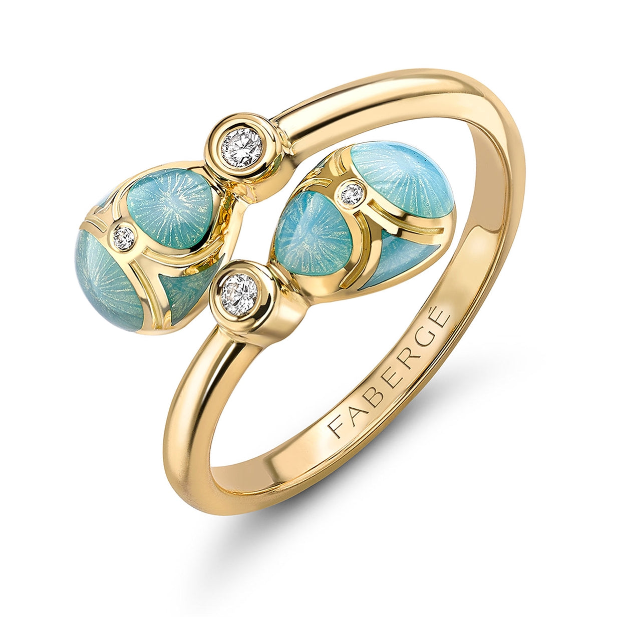 Heritage-Yellow-Gold-Diamond-&amp;-Turquoise-Guilloché-Enamel-Crossover-Ring