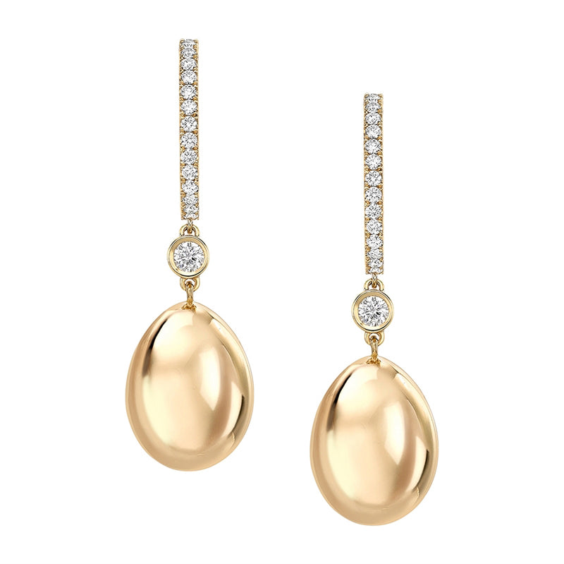 Essence Yellow Gold Egg Hoop Drop Earrings