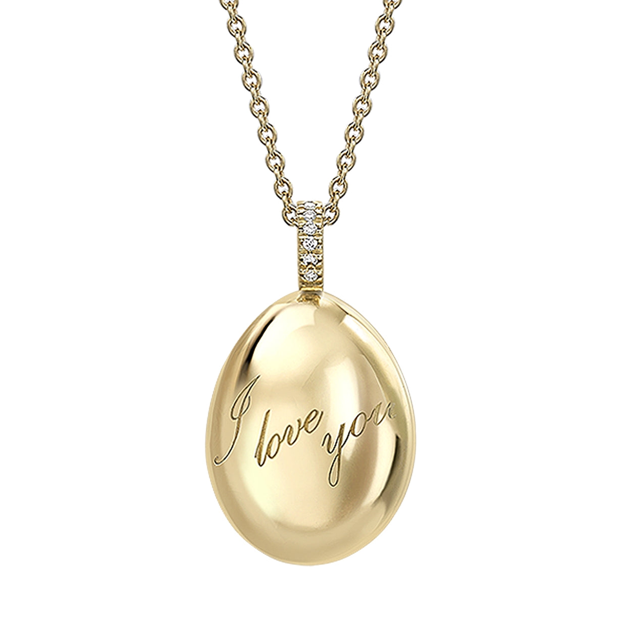 Fabergé Essence Yellow Gold I Love You Egg Pendant