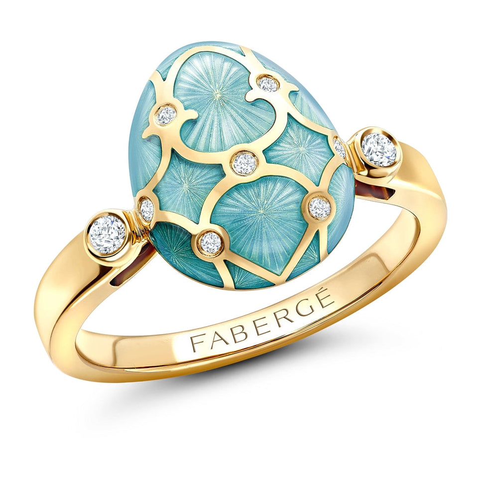 Heritage-Yellow-Gold-Diamond-&-Turquoise-Guilloché-Enamel-Egg-Ring