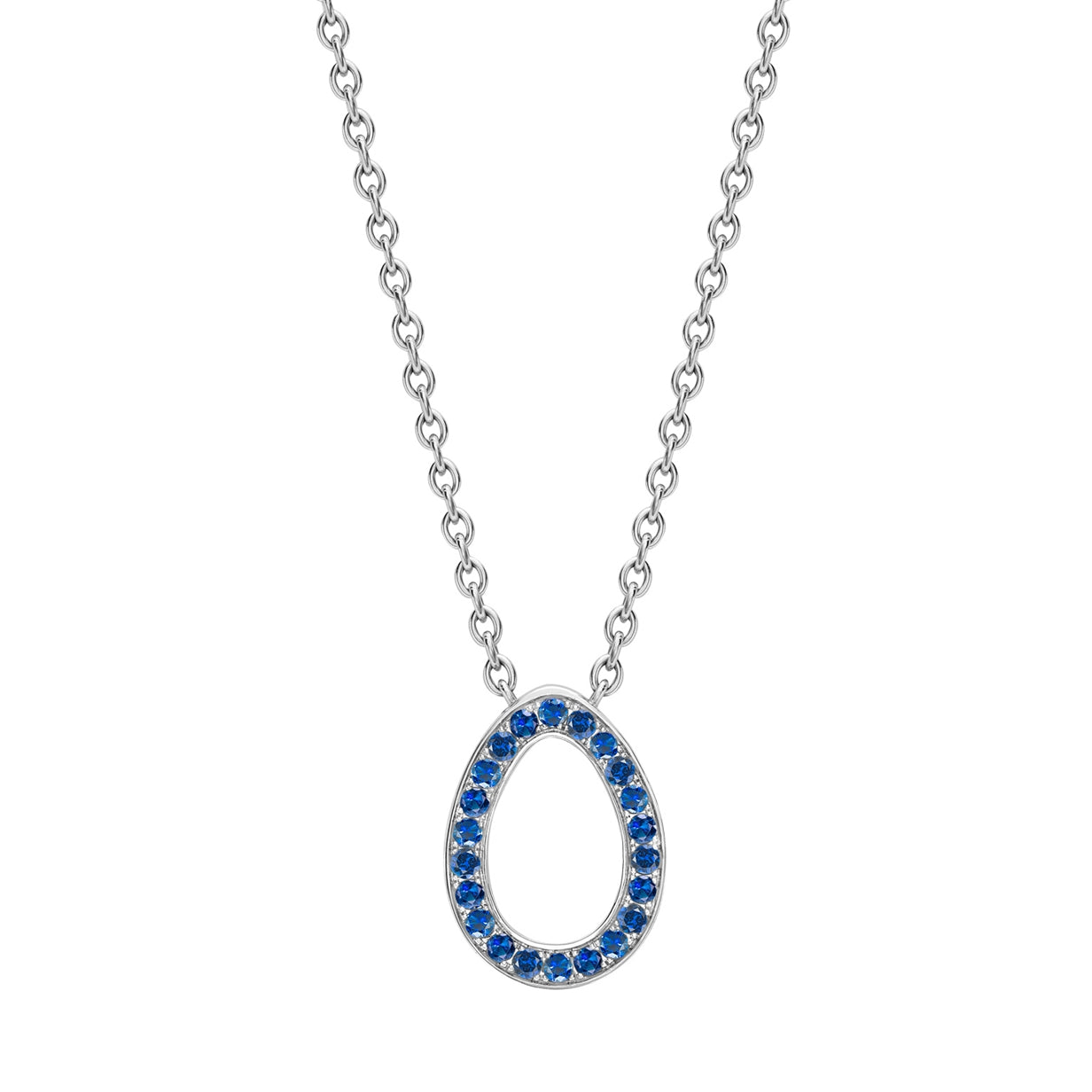 Colours of Love Sasha White Gold Blue Sapphire Egg Pendant