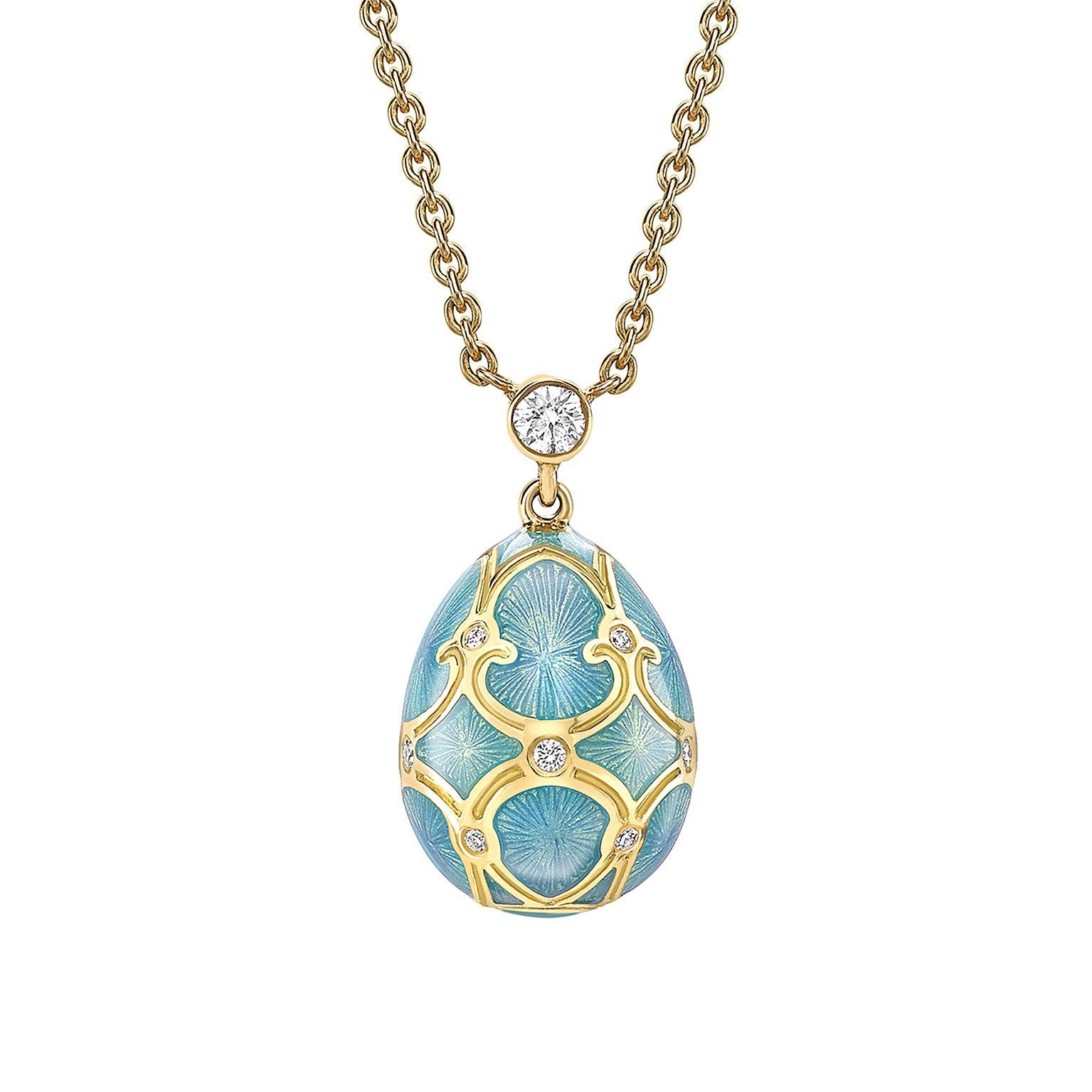 Heritage-Yellow-Gold-Diamond-&amp;-Turquoise-Guilloché-Enamel-Petite-Egg-Pendant