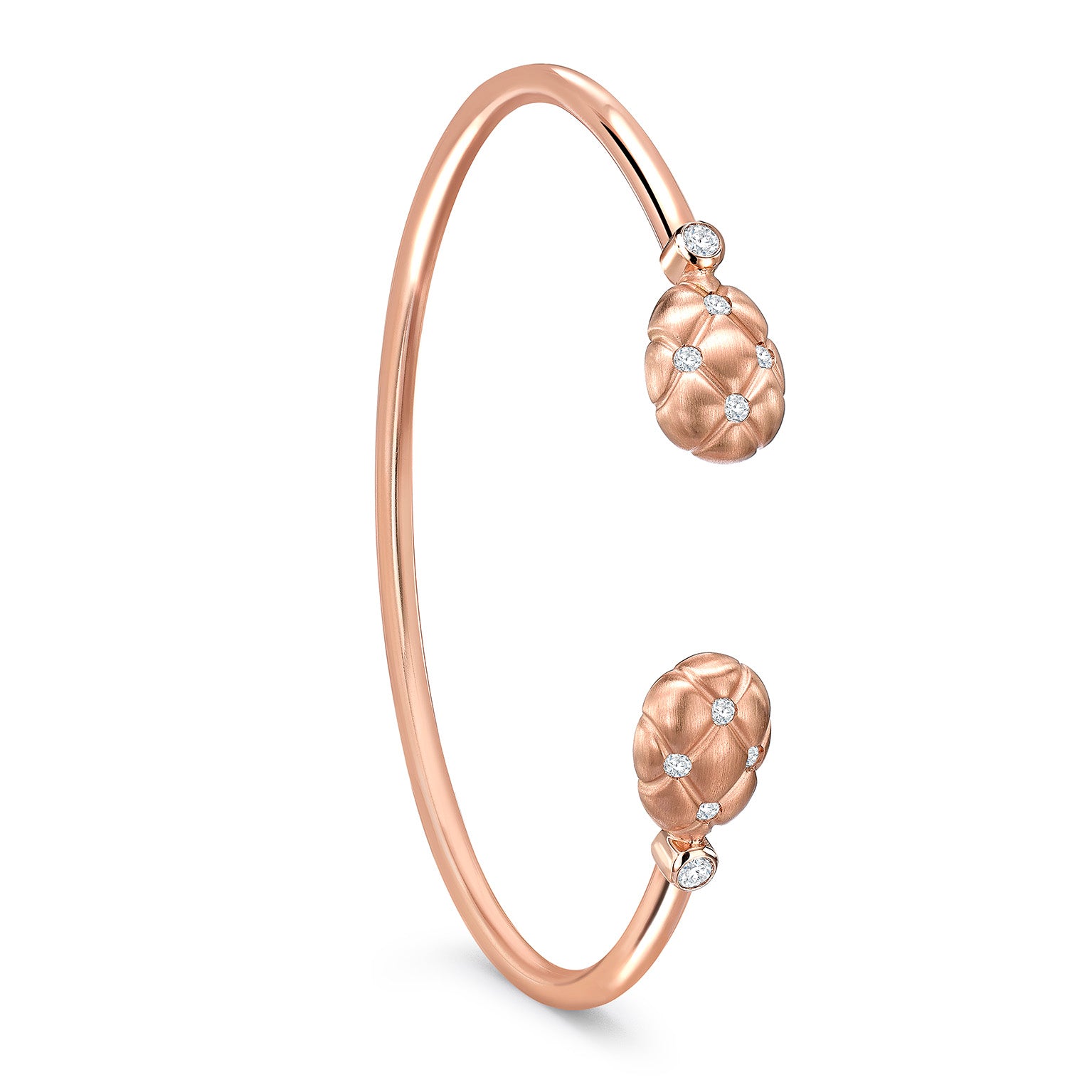 Treillage Brushed Rose Gold & Diamond Open Set Bracelet