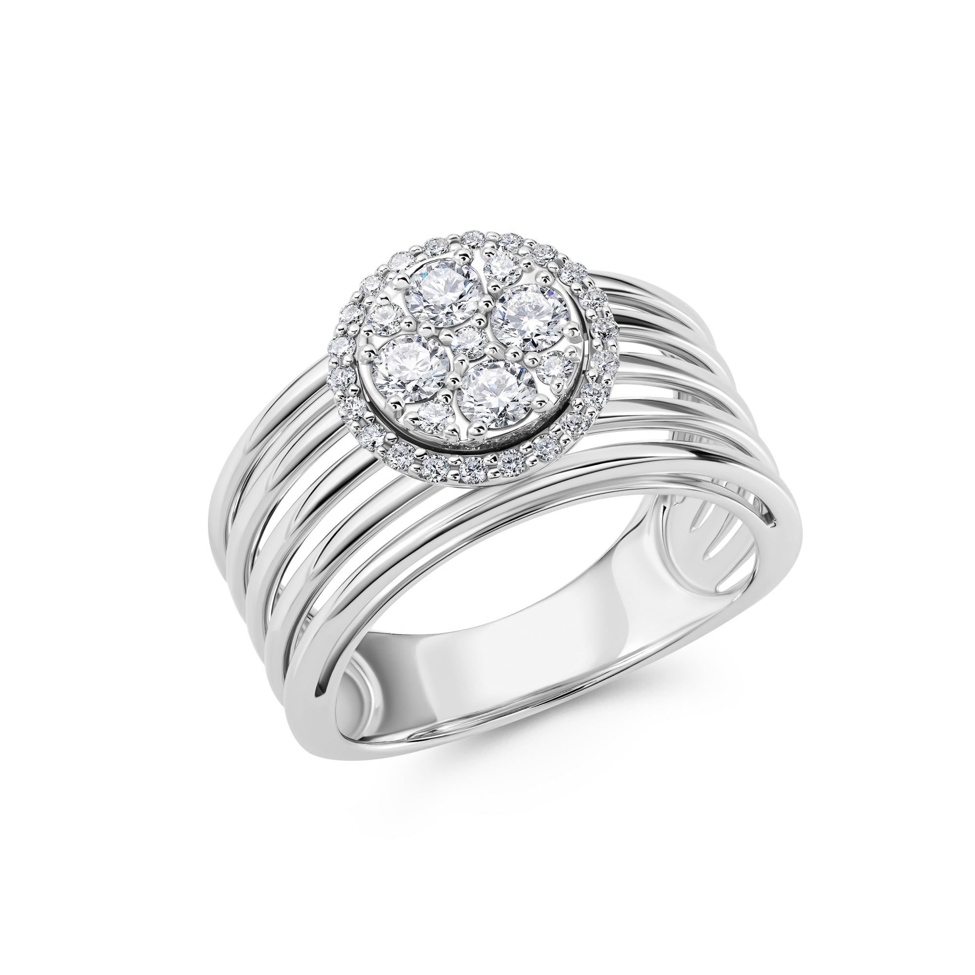 HALO DIAMOND 18K WHITE GOLD RING
