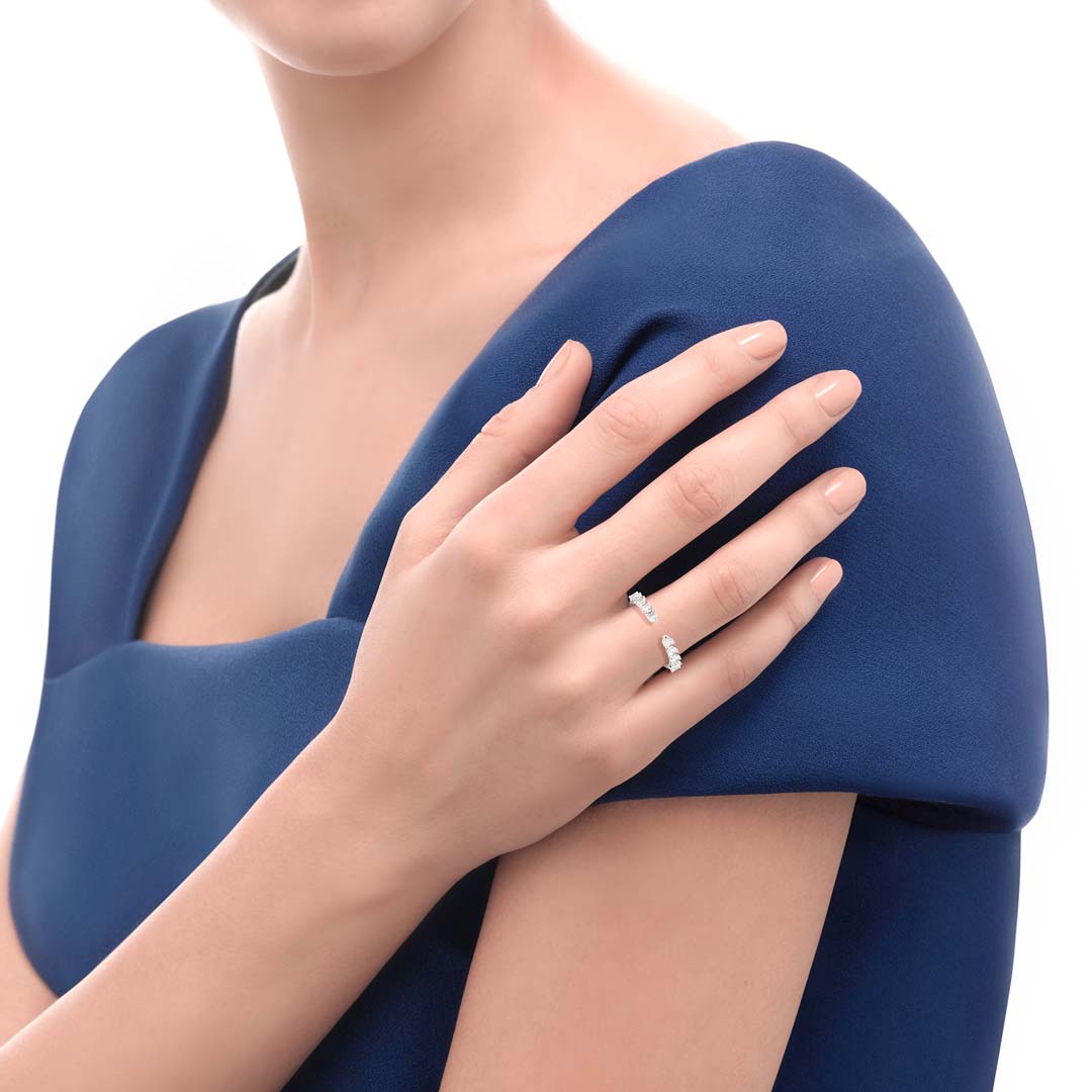 Discover the Anniversary More White Gold Half Heart Eternity ring by Recarlo, where delicate design and brilliant diamonds express modern romance and elegance.