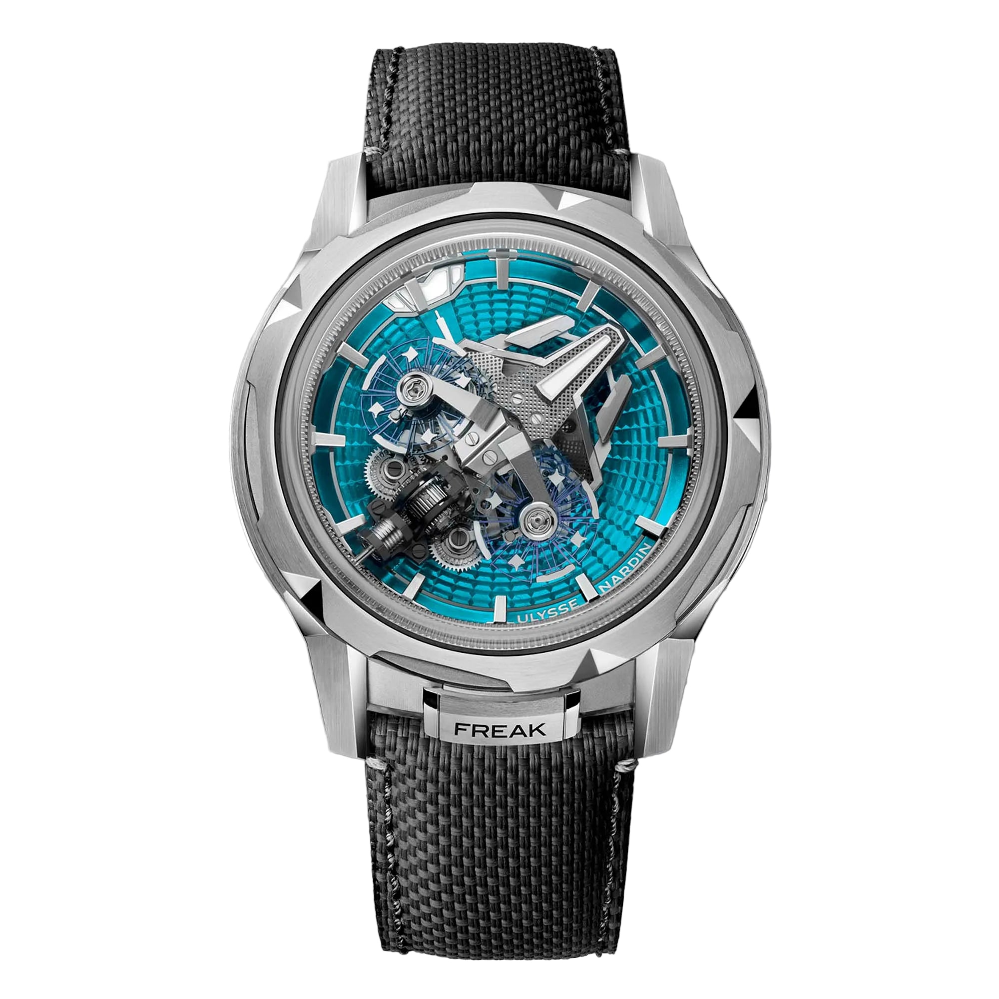 The Ulysse Nardin Freak S Enamel Blue fuses cutting-edge mechanics with ocean-blue enamel artistry, featuring twin oscillators in celestial motion.