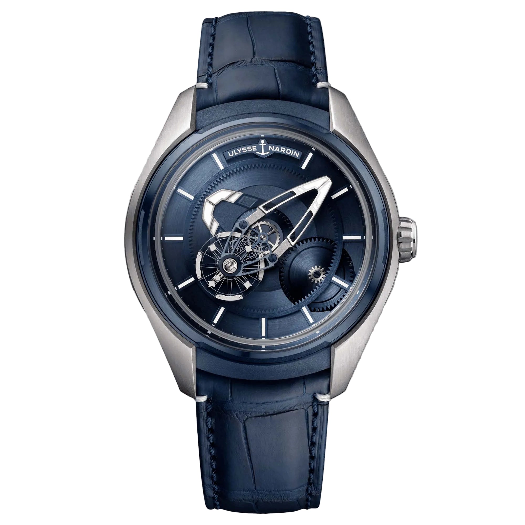 Ulysse Nardin FREAK X Titanium Blue 2303-270/03, featuring the iconic carousel movement and futuristic design in lightweight titanium.
2.