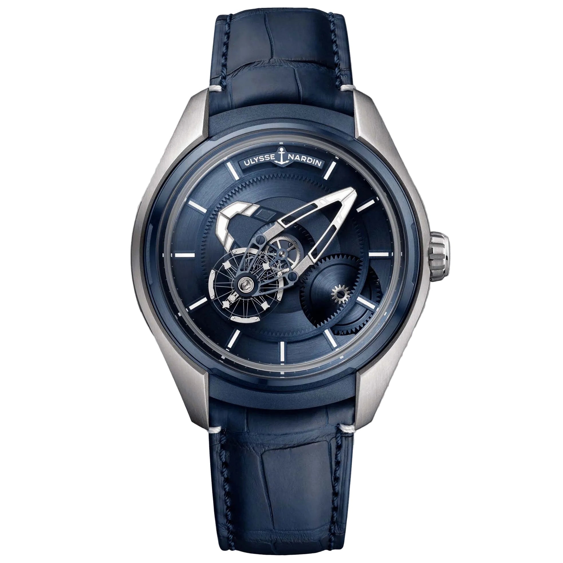 Ulysse Nardin FREAK X Titanium Blue 2303-270/03, featuring the iconic carousel movement and futuristic design in lightweight titanium.
2.