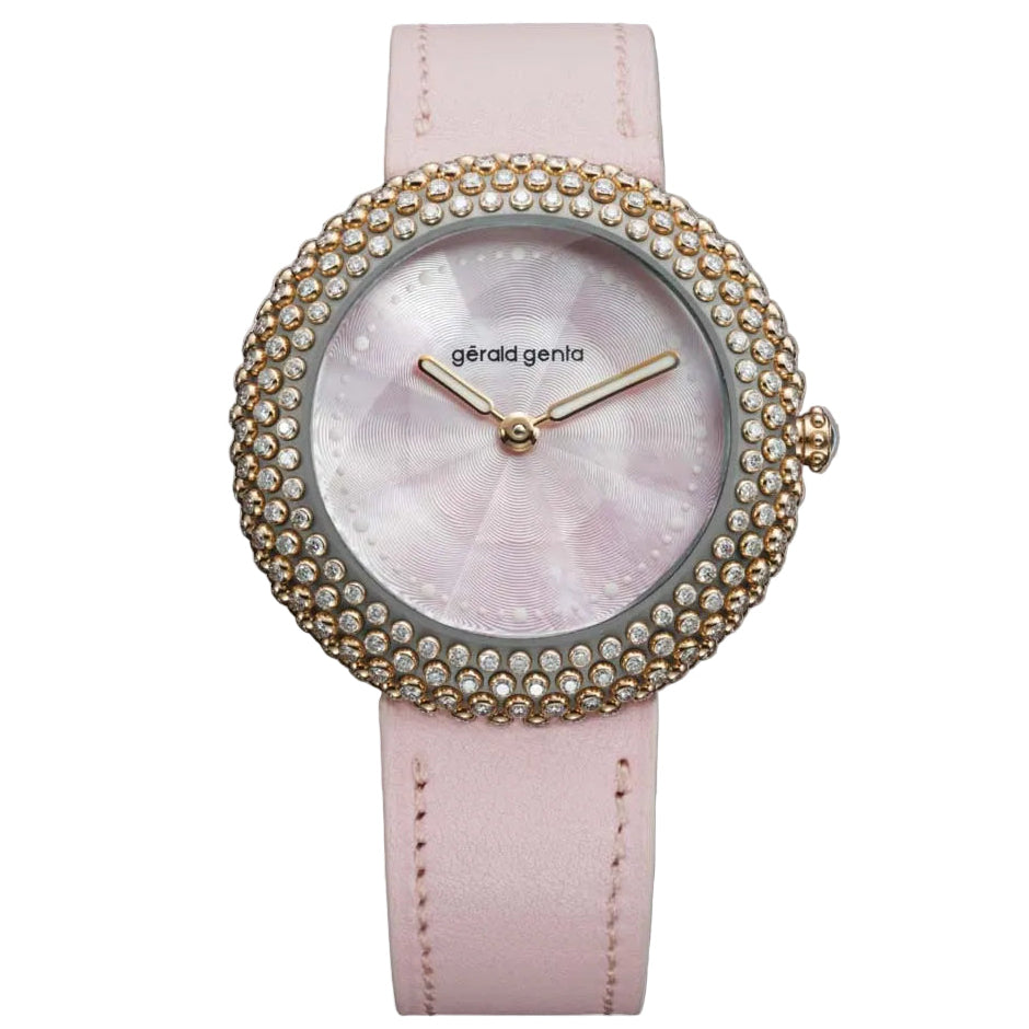 Discover the Gerald Genta Gentissima Oursin 36 Pink Mother of Pearl, a refined Swiss luxury watch available in London.