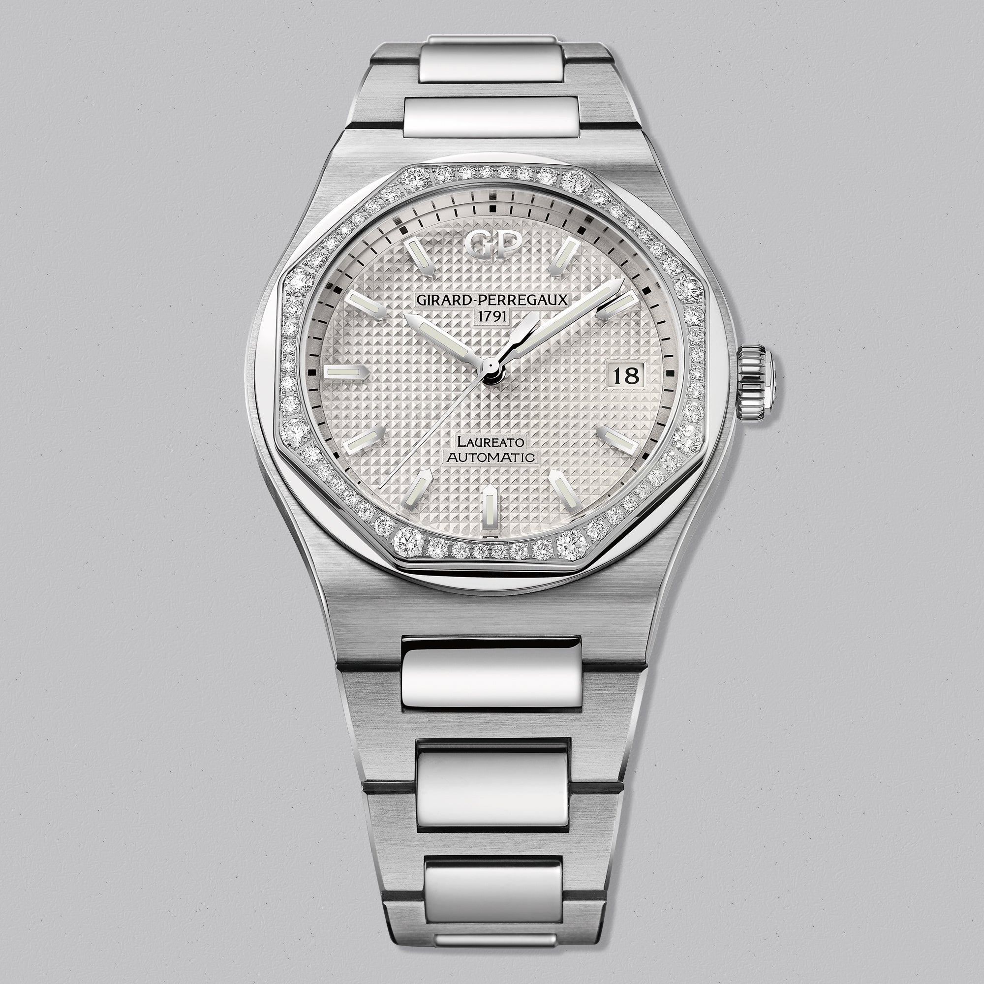 LAUREATO 38 MM DIAMOND SILVER – Swiss Gallery UK