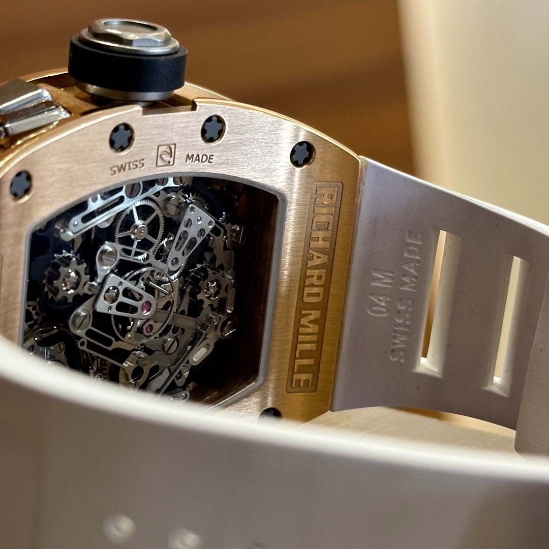 A technical marvel: the Richard Mille RM004-V2 in Red Gold offers split-second functionality, skeletonised design, and unrivalled mechanical depth.