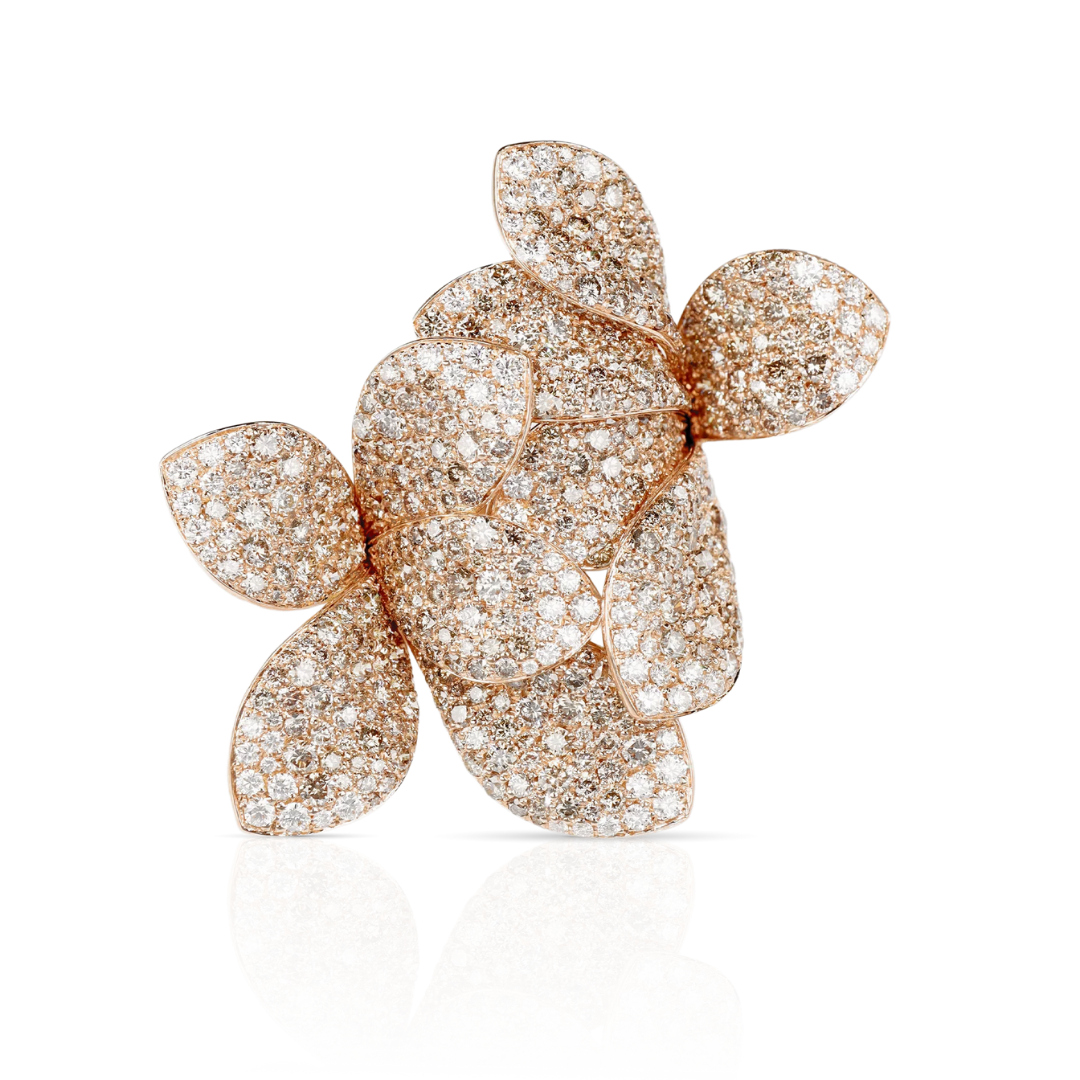 GIARDINI SEGRETI RING IN 18K ROSE GOLD WITH WHITE AND CHAMPAGNE DIAMONDS
