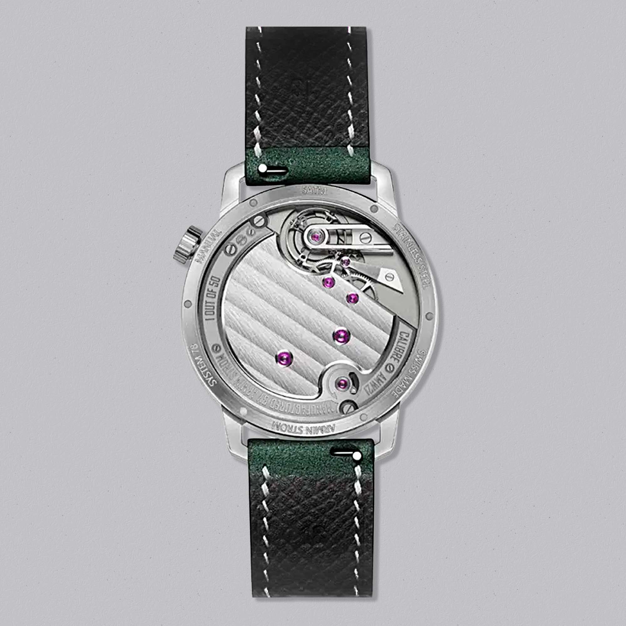 The Armin Strom Tribute 1 Green offers refined simplicity with a contemporary twist. Elegant proportions, a rich green dial, and exceptional movement decoration define this collectible piece.