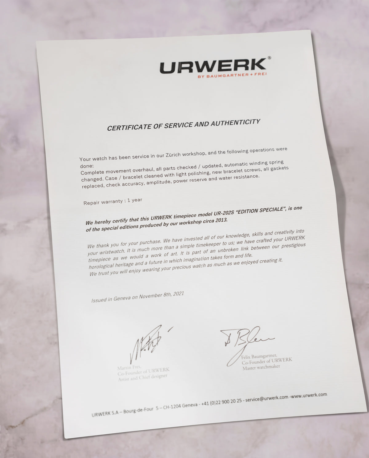 URWERK UR202S FULL METAL JACKET LIMITED EDITION OF 50 - STEEL
