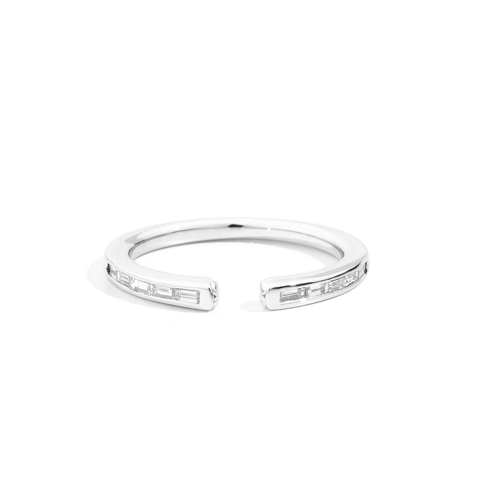 Recarlo Anniversary More White Gold Baguette Half Eternity Ring — sleek baguette diamonds set in refined gold for a contemporary, elegant symbol of love.