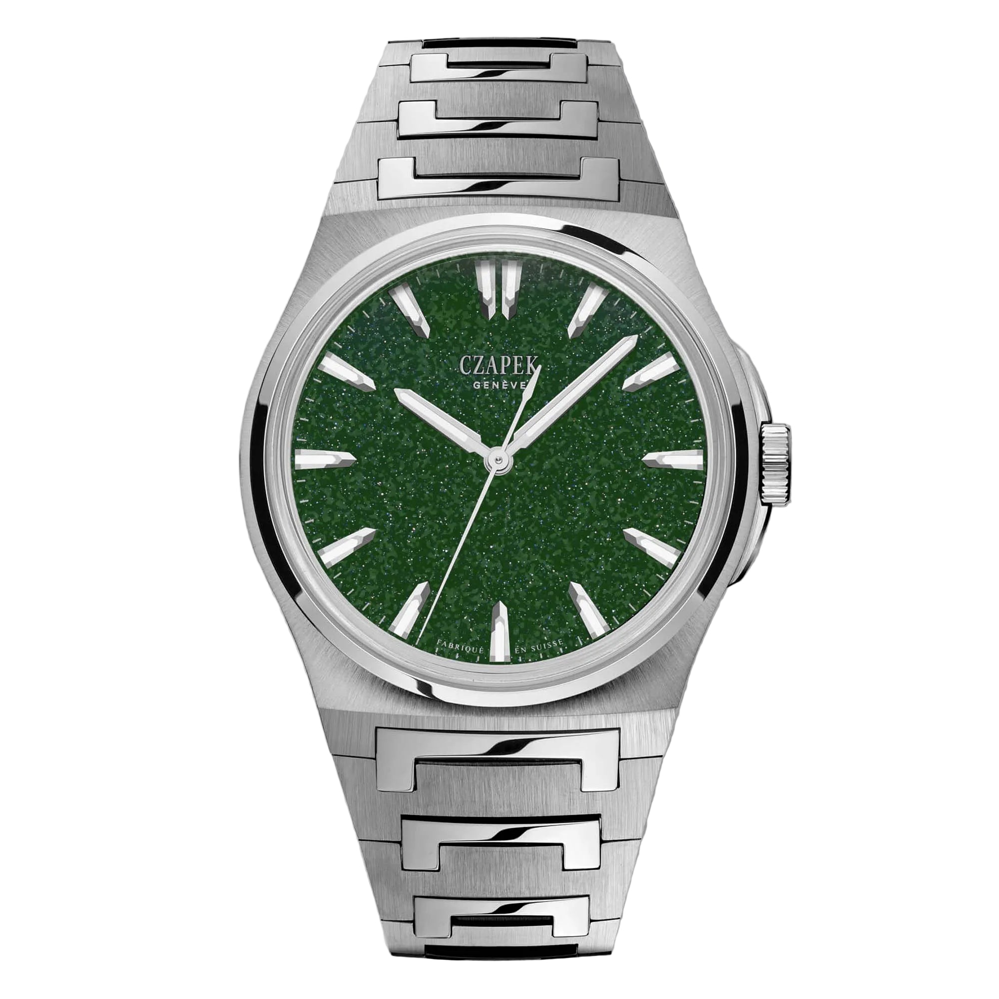 Czapek Antarctique 40.5mm Green Aventurine bespoke piece—a one-of-a-kind creation blending cosmic aventurine beauty with modern watchmaking.