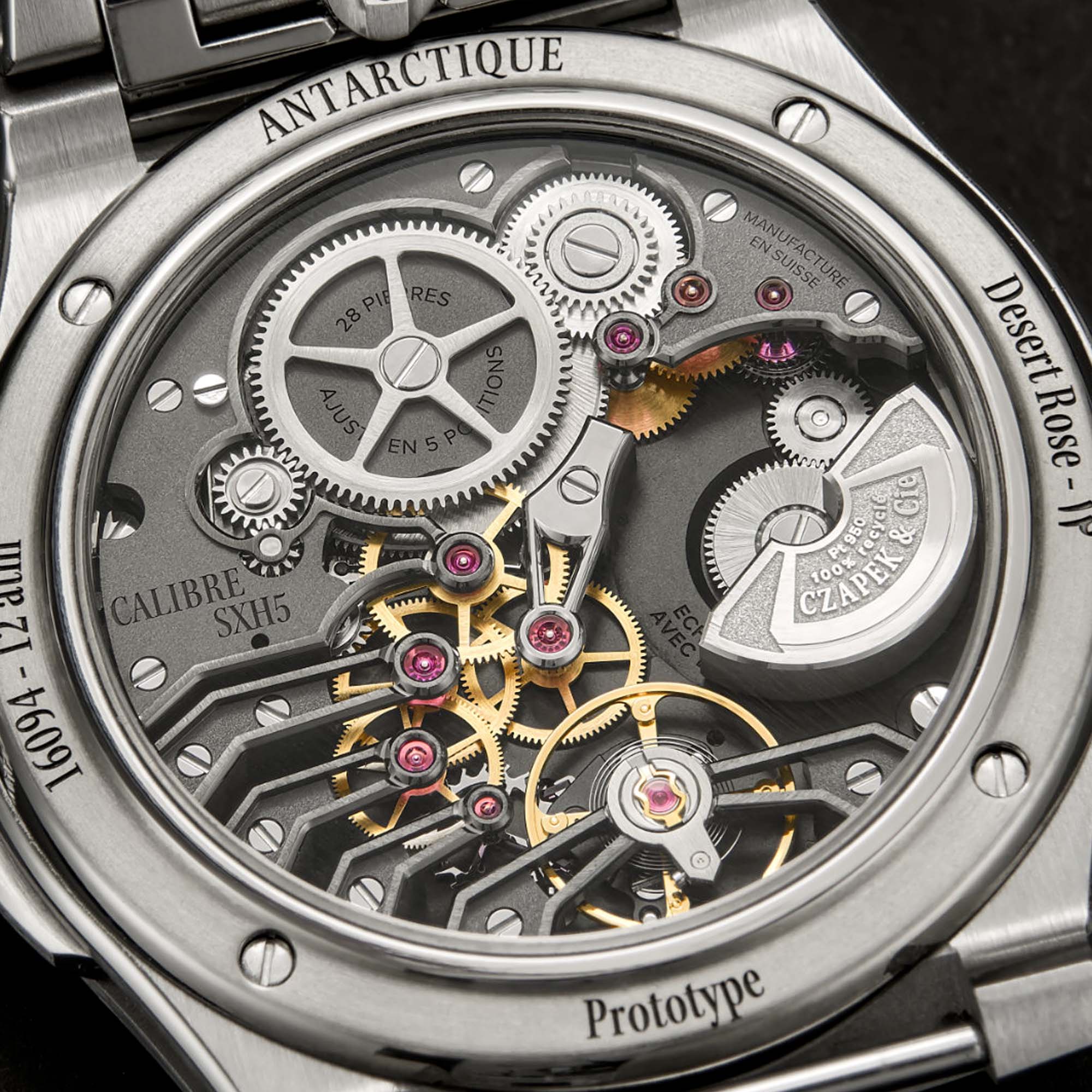 Shop the Czapek Antarctique Desert Rose at Swiss Gallery UK. A sand textured dial, Arabic calligraphy option, and in house SXH5 movement define this rare creation.