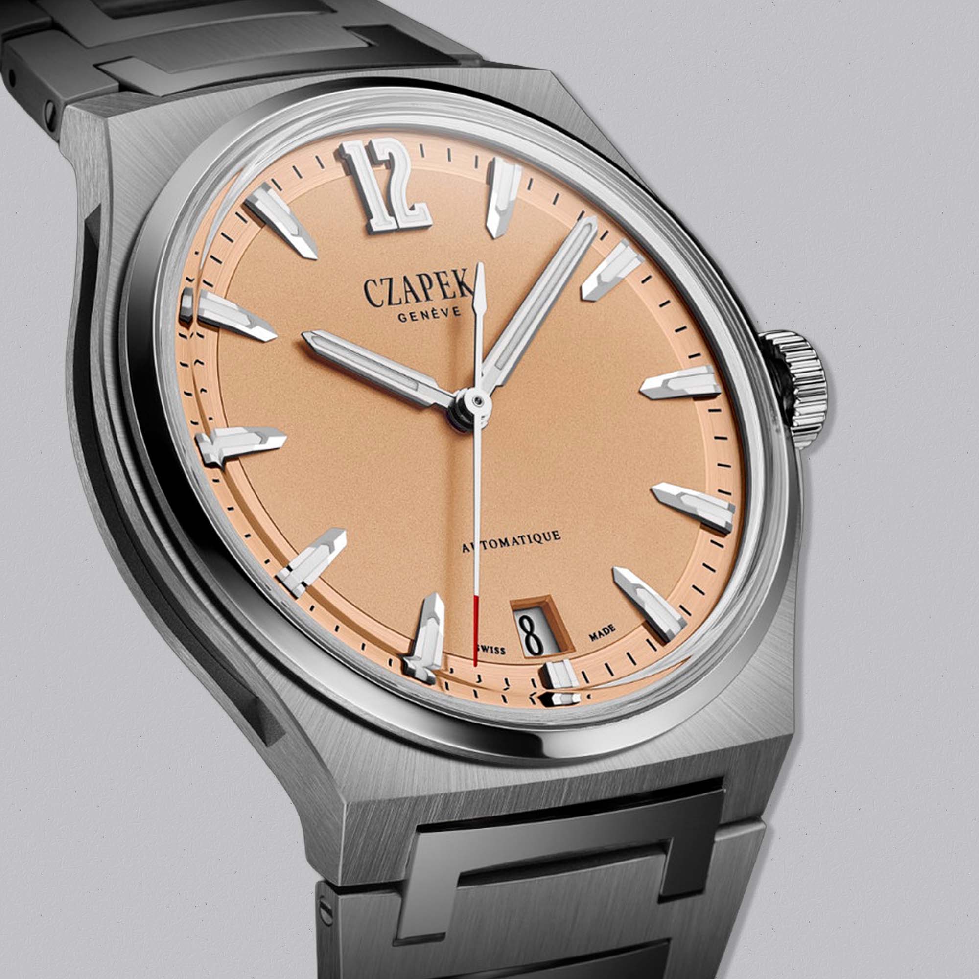 Shop the Czapek Antarctique Desert Rose at Swiss Gallery UK, a refined sand coloured limited edition with perfect symmetry and Czapek’s SXH5 automatic movement.
