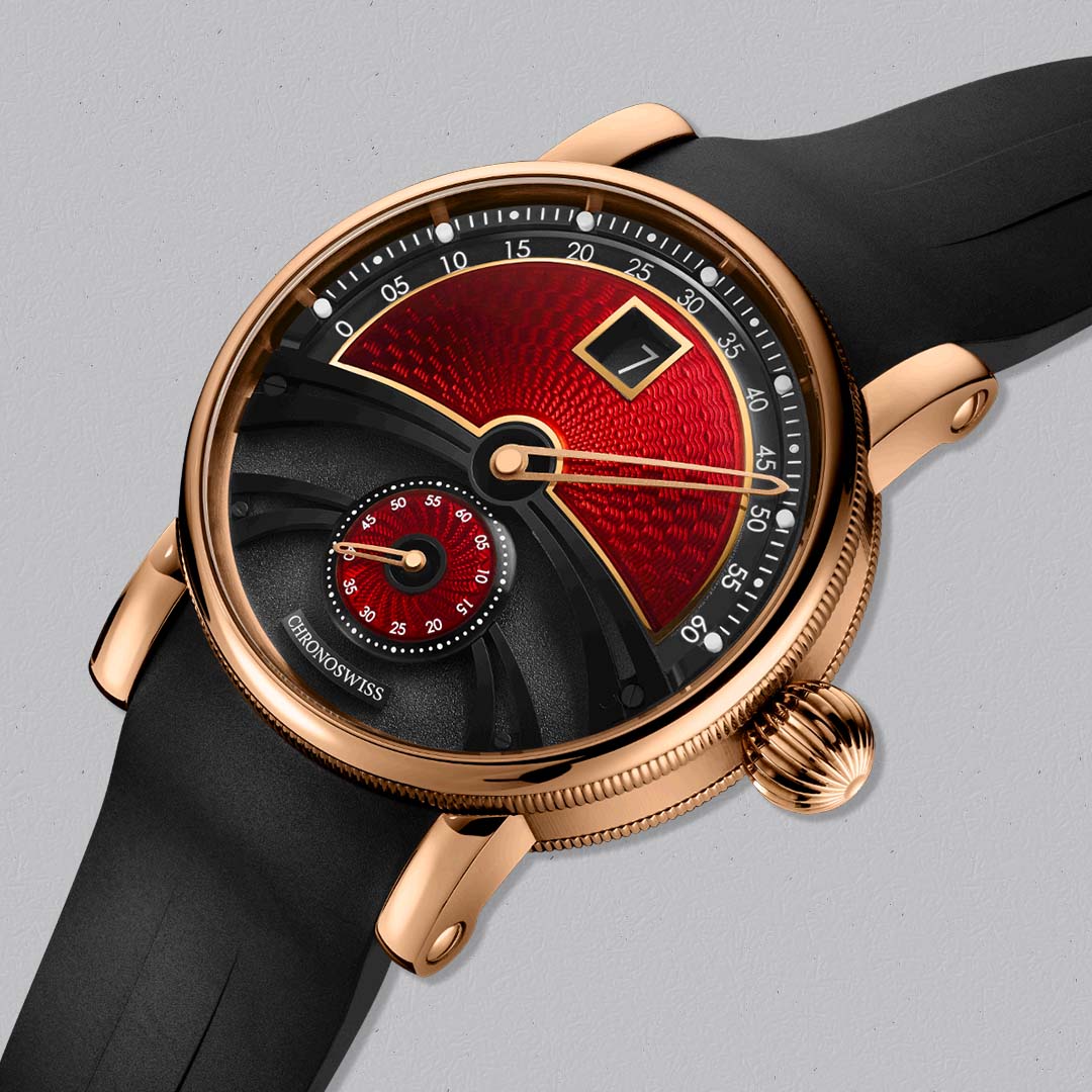 The Area 51 Delphis Dracula by Chronoswiss pairs dark futuristic design with hand crafted enamel artistry.