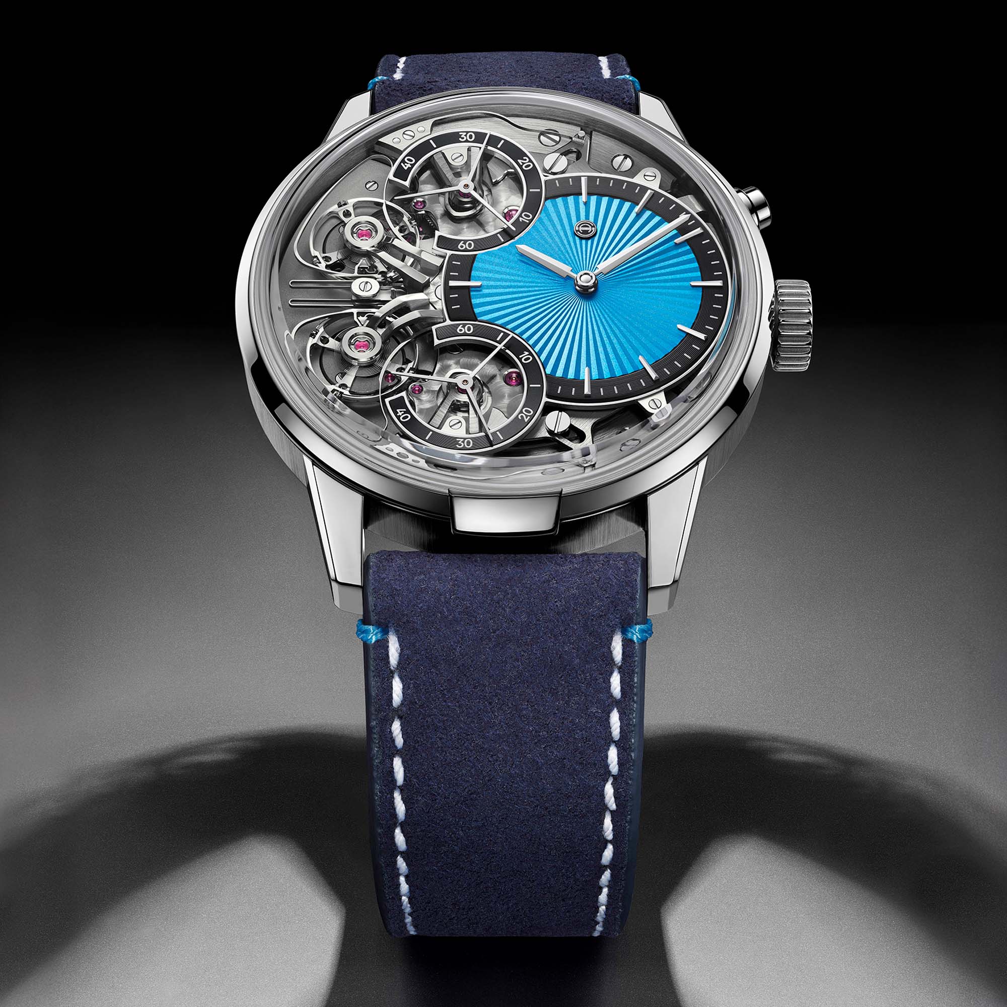 Experience Armin Strom’s Mirrored Force Resonance Ice Blue — a limited edition of 15 watches featuring mesmerising dual balance precision.