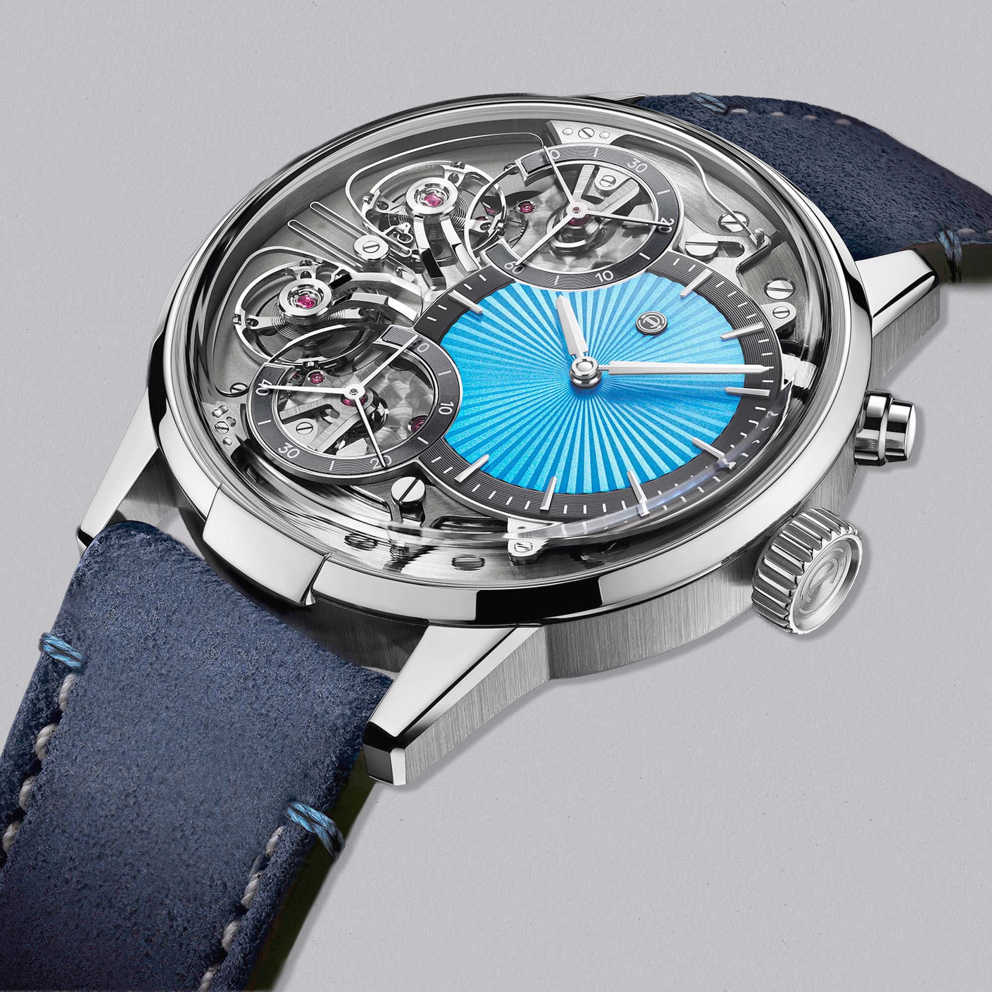 Limited to 15 pieces, the Armin Strom Mirrored Force Resonance Ice Blue embodies precision, symmetry, and contemporary Swiss craftsmanship.