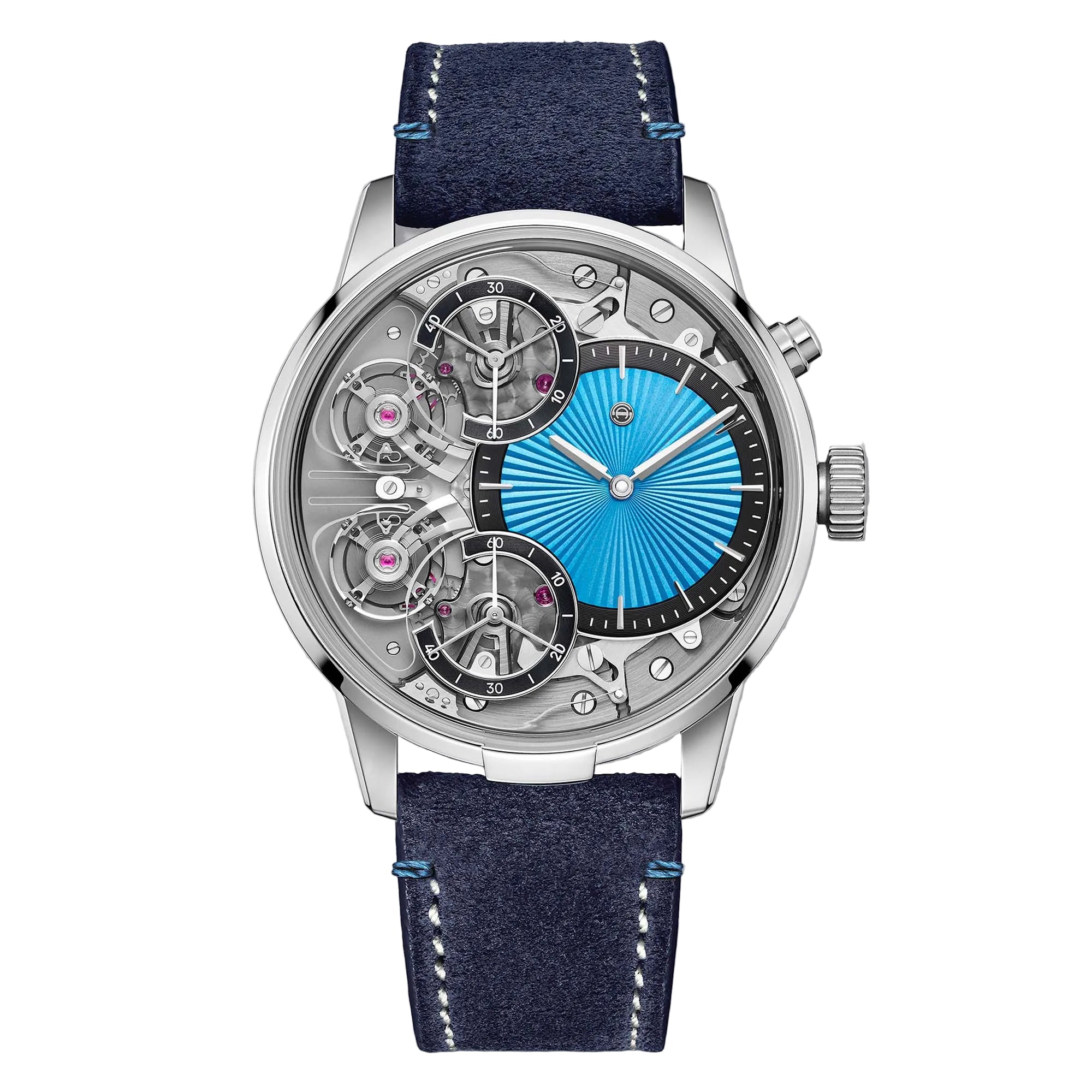The Armin Strom Mirrored Force Resonance Ice Blue unites precision and elegance in a limited edition of 15, showcasing pure horological harmony.