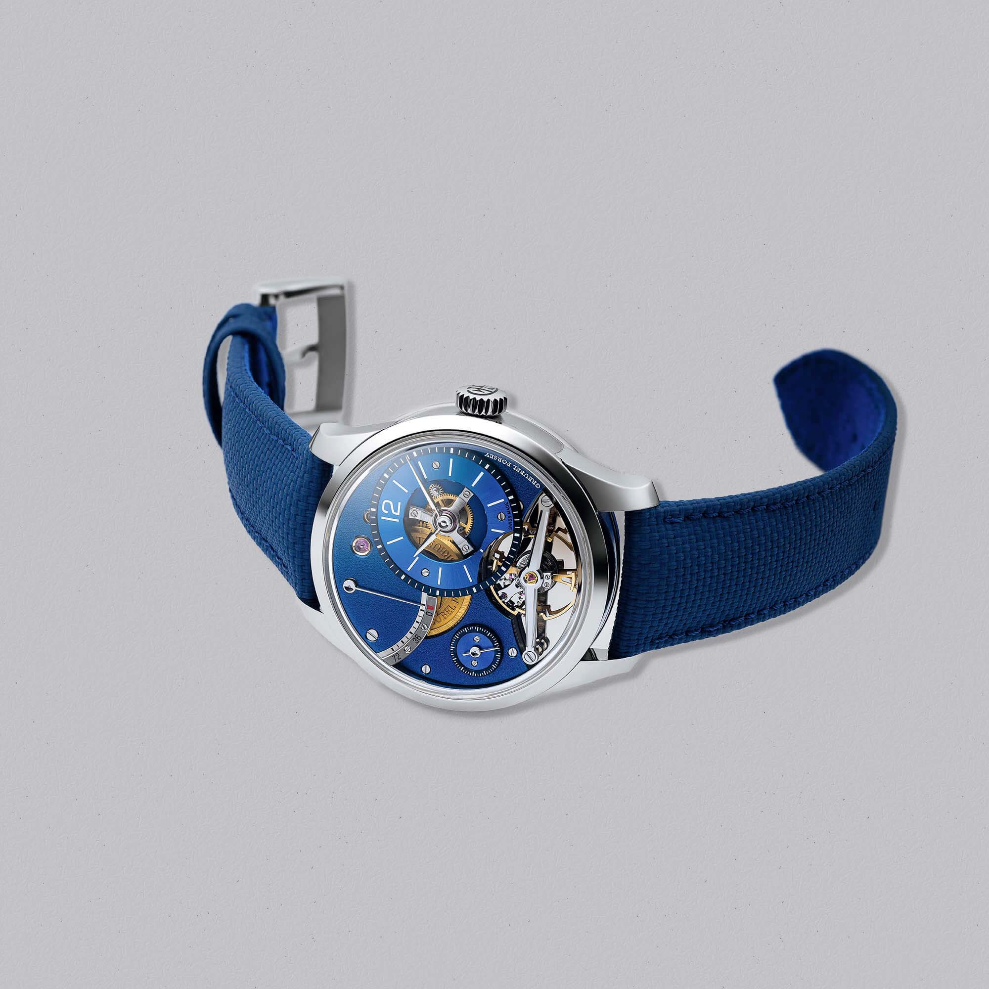 Greubel Forsey’s Balancier Contemporain Blue Steel blends pure design with mechanical innovation. 39.6 mm. Swiss-made. Limited edition of 33.