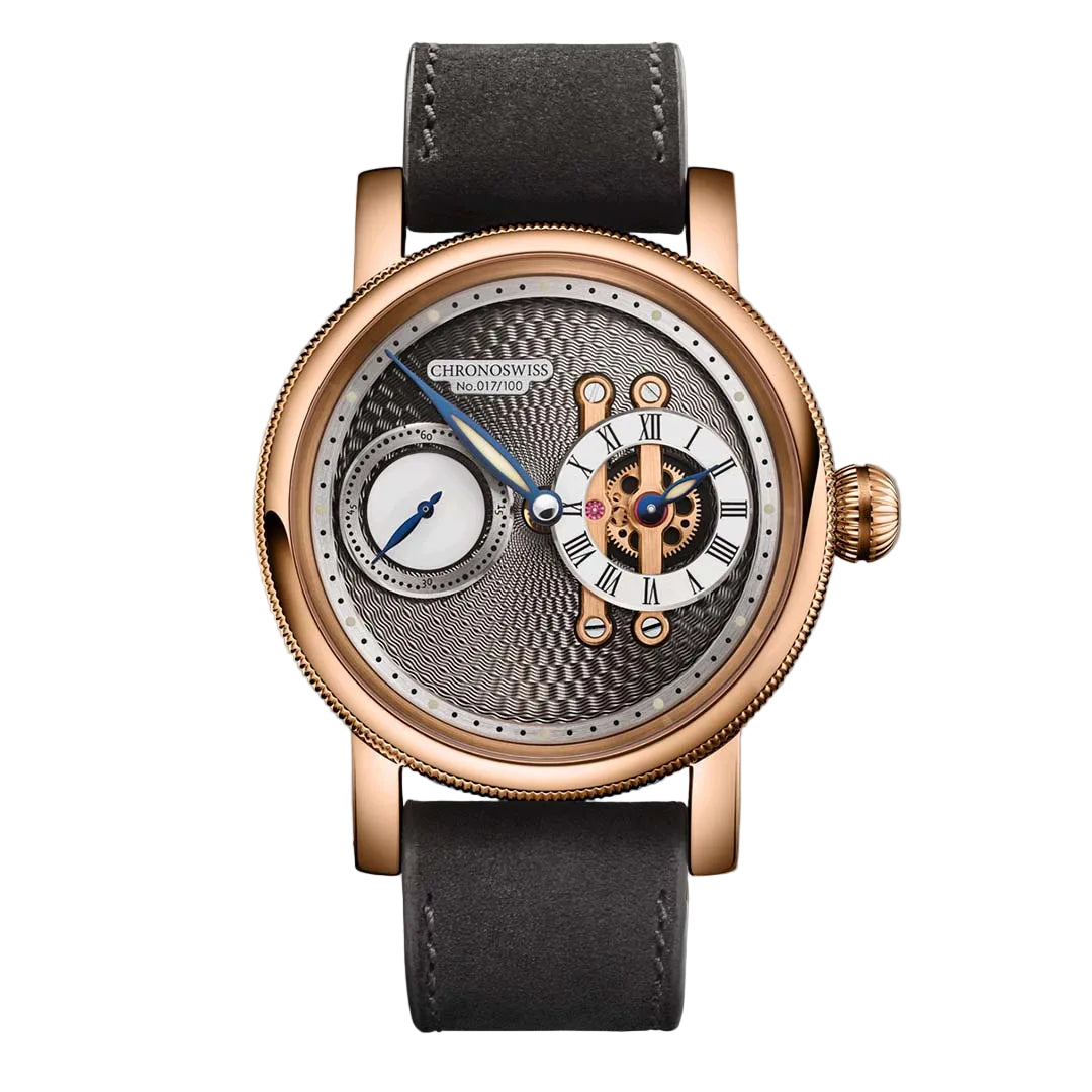 Chronoswiss Evolution Strike II Nugget in solid 18ct red gold with anthracite guilloché dial and manufacture movement. Limited to 100 pieces.