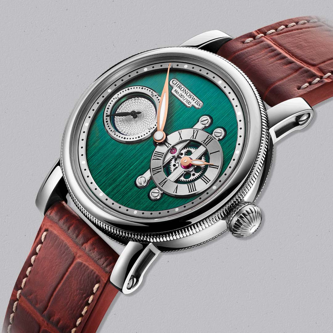 Shop the Chronoswiss Evolution STRIKE TWO HIGHLAND at Swiss Gallery UK, a distinctive regulator watch with modern proportions and independent character.