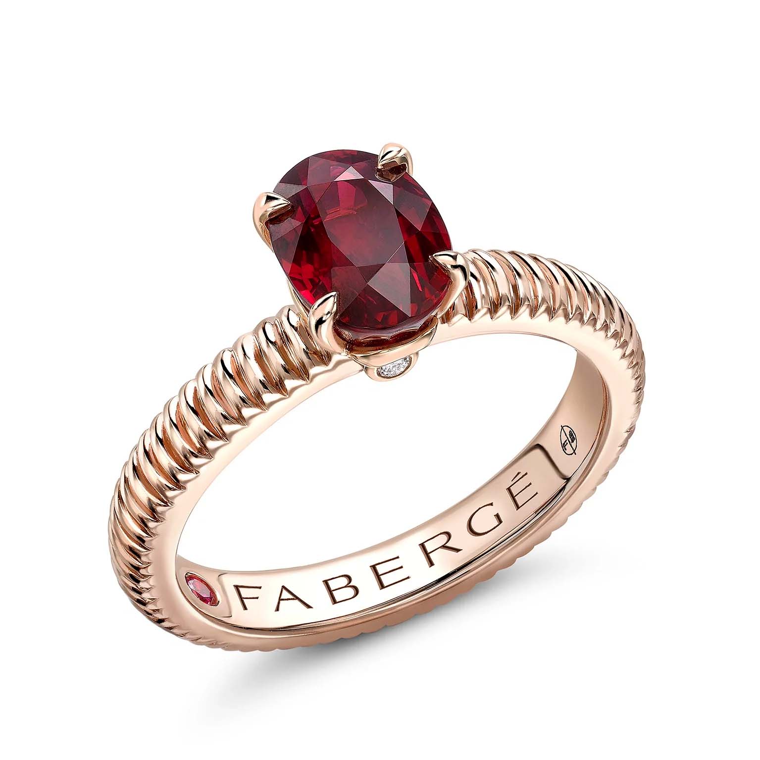 COLOURS OF LOVE ROSE GOLD RUBY FLUTED RING