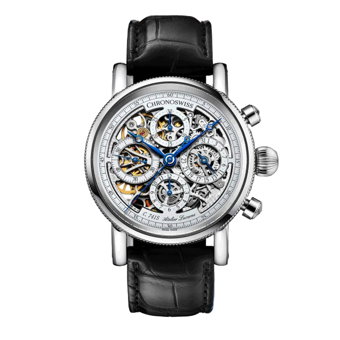 Chronoswiss Evolution Opus Chronograph in Grade 5 titanium with fully skeletonised dial and automatic chronograph movement.