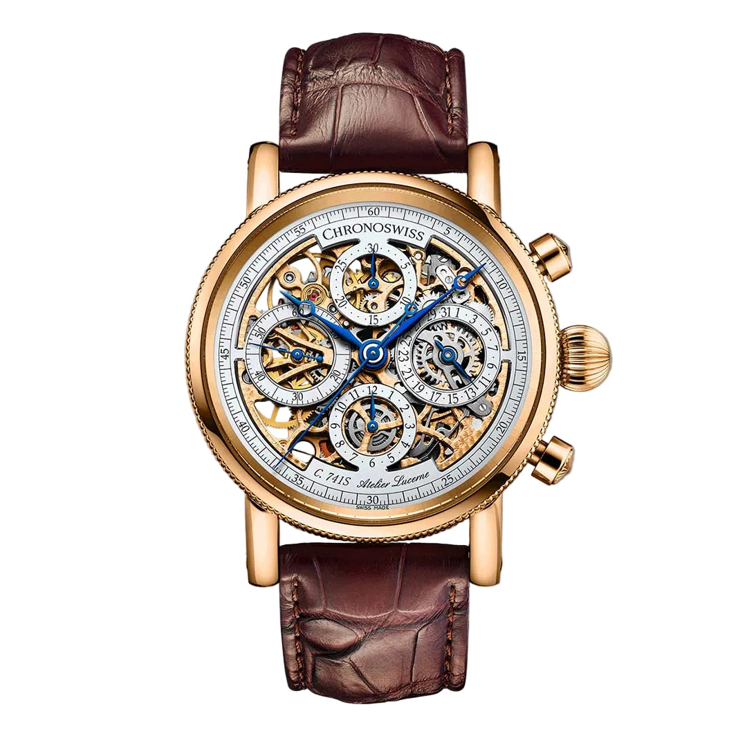 Chronoswiss Evolution Opus Chronograph Opus Gold with skeletonised dial and solid gold case.