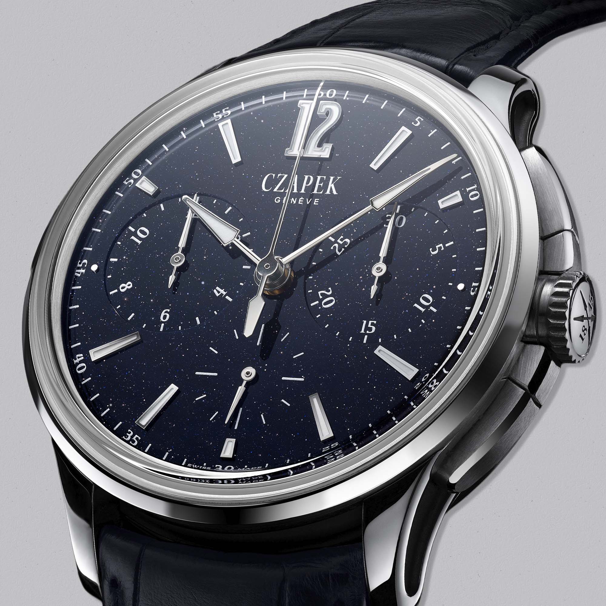 Discover the Czapek Faubourg de Cracovie Aventurine. A high frequency independent chronograph with aventurine dial and limited production.
