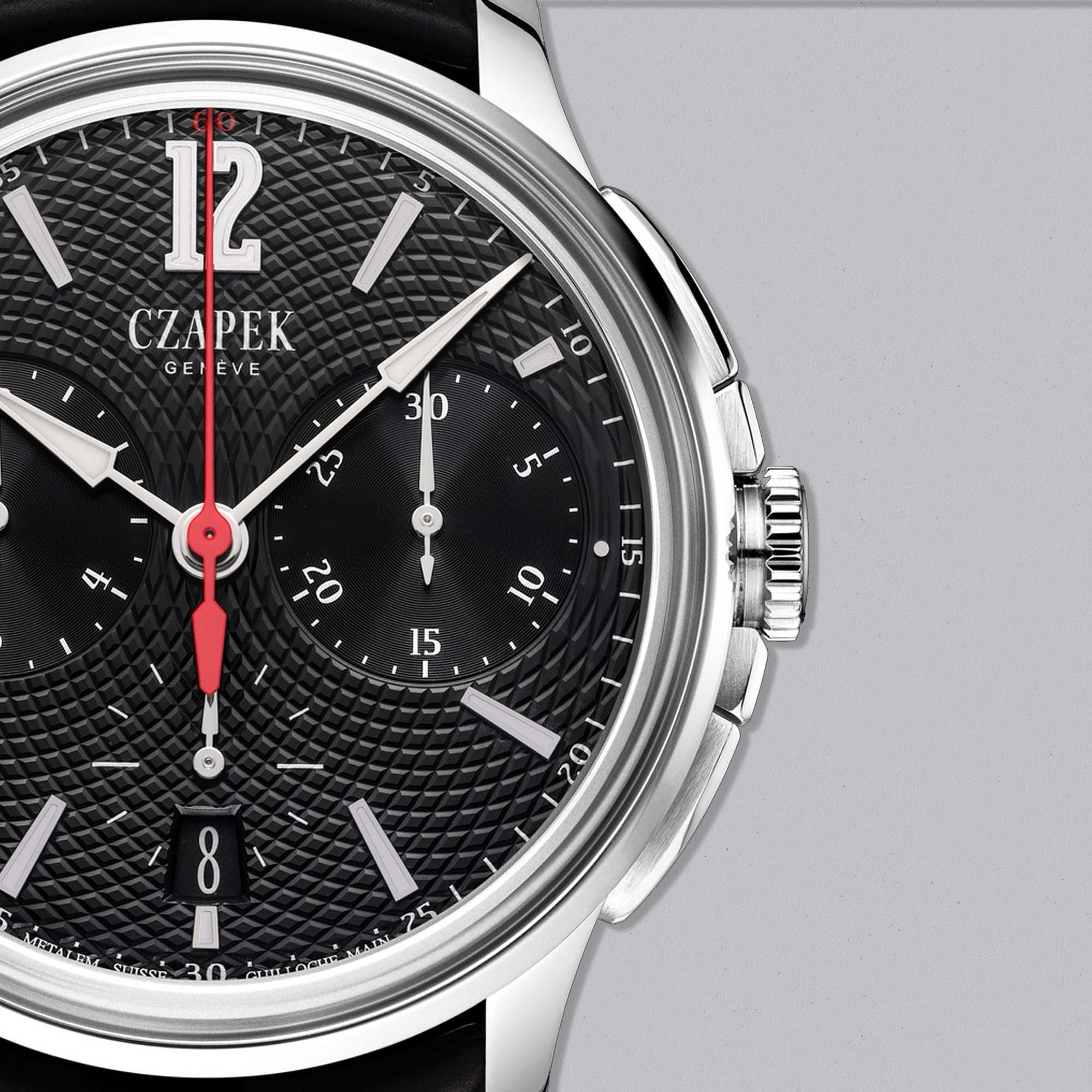 Discover the Czapek Faubourg de Cracovie Black Knight Titanium. A contemporary luxury chronograph combining precision engineering with a bold, technical design.