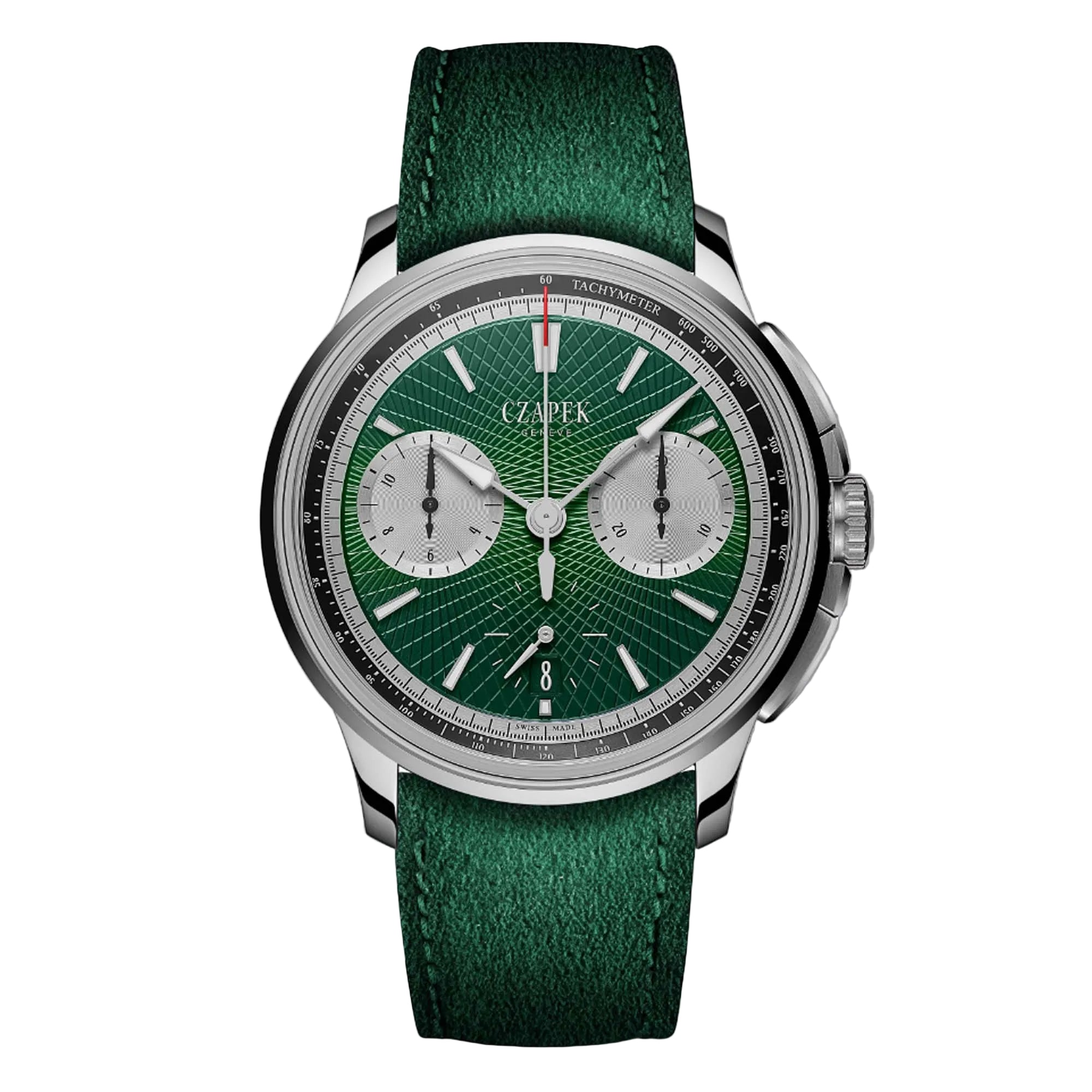 Czapek Faubourg de Cracovie Crossroads Victory Green. Limited to 18 pieces, a titanium automatic chronograph with in house calibre and green guilloché dial.