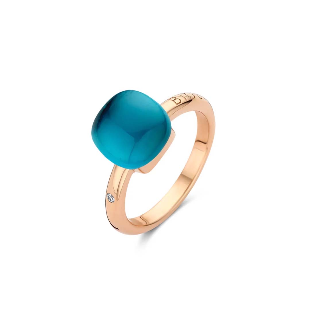MINI SWEETY RING WITH LONDON BLUE TOPAZ AND MOTHER OF PEARL