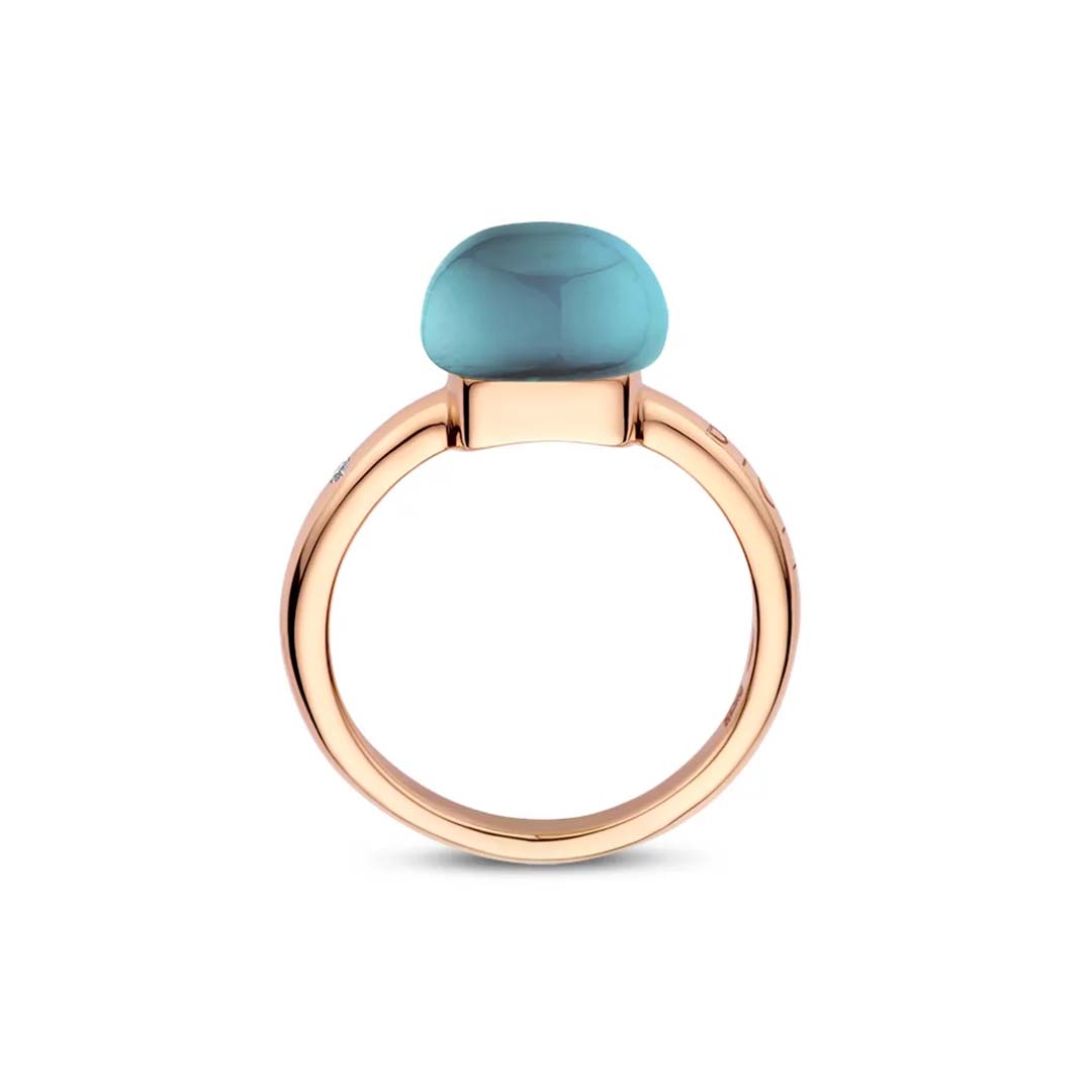 MINI SWEETY RING WITH LONDON BLUE TOPAZ AND MOTHER OF PEARL