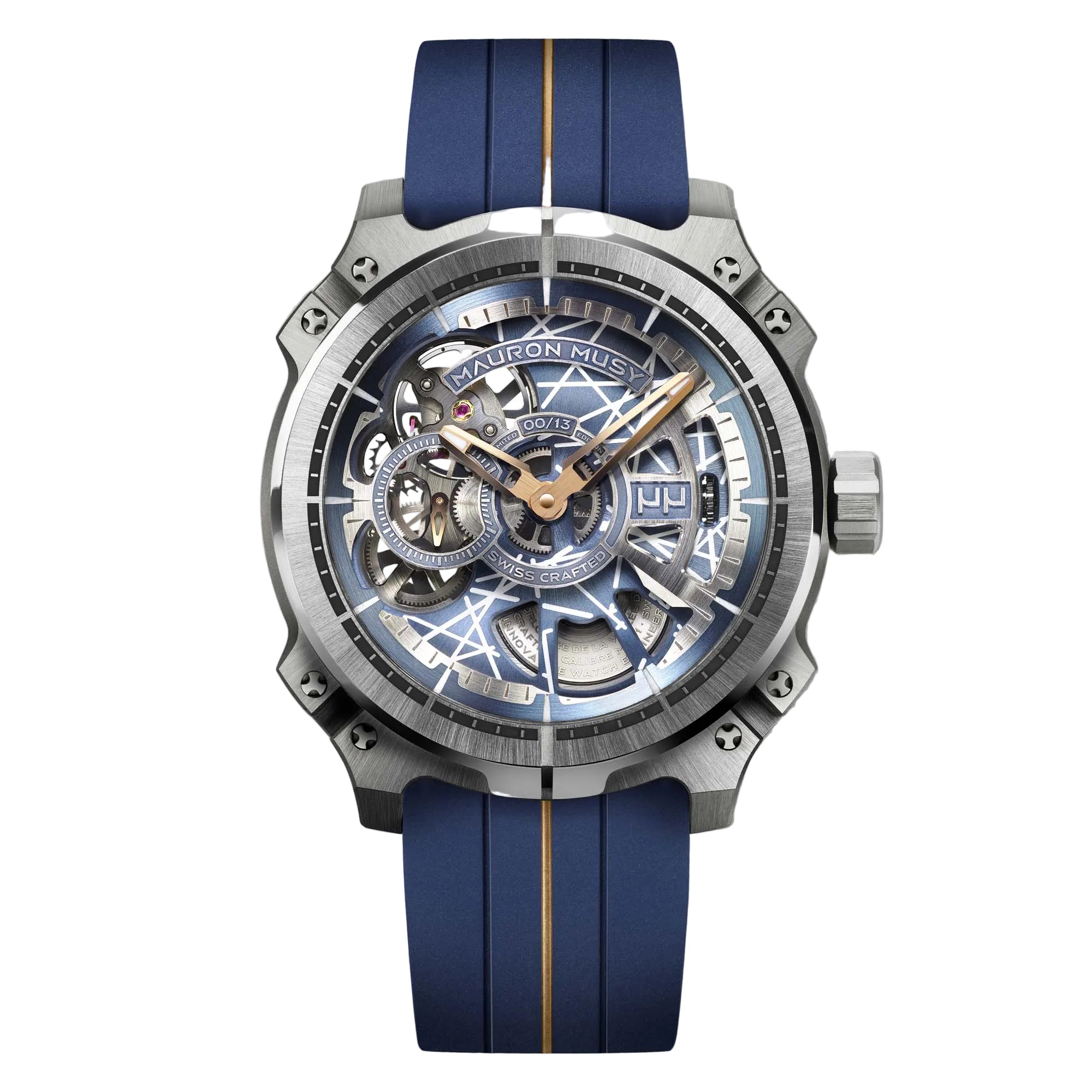 Discover the Mauron Musy MU05-103 Titanium Limited Edition Skeleton watch — Swiss innovation, nO-Ring® technology, and bold architectural design.