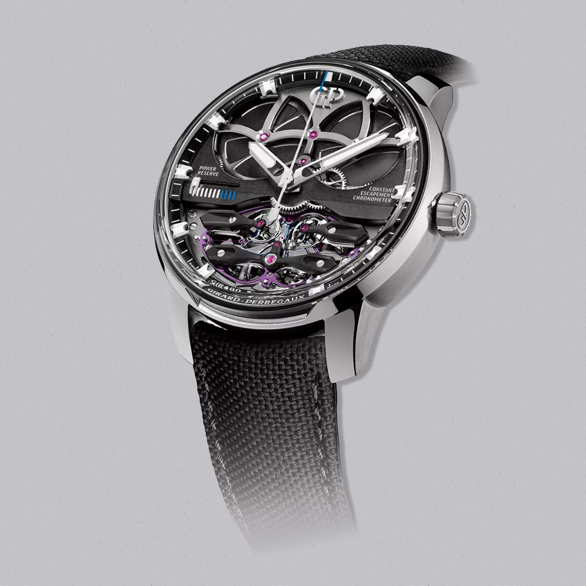 The Girard-Perregaux Neo Constant Escapement 93510-21-1930-5CX blends cutting-edge horology with futuristic aesthetics. Discover a mechanical marvel with constant-force precision and dramatic openwork design.