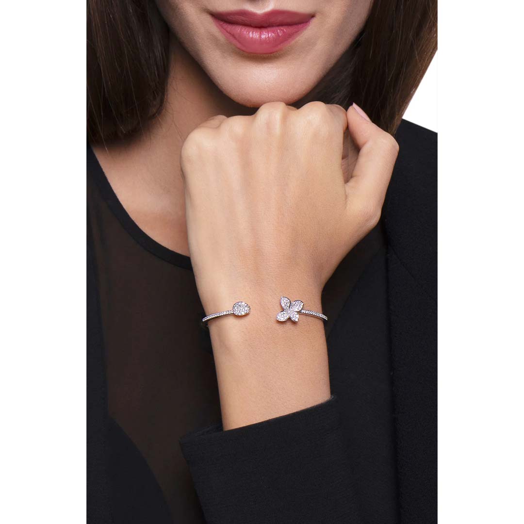 PETIT GARDEN BRACELET 18K WHITE GOLD WITH DIAMONDS, SMALL FLOWER