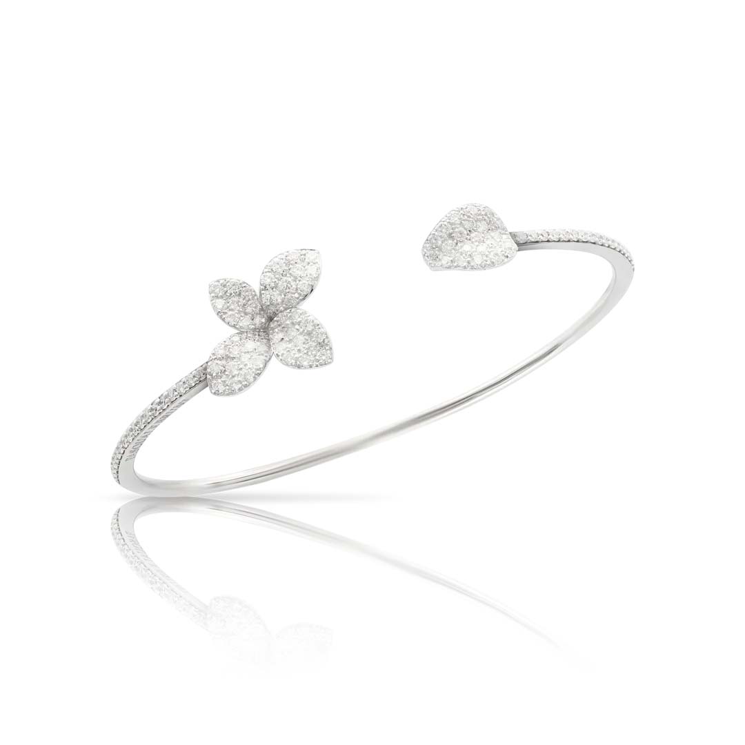 PETIT GARDEN BRACELET 18K WHITE GOLD WITH DIAMONDS, SMALL FLOWER