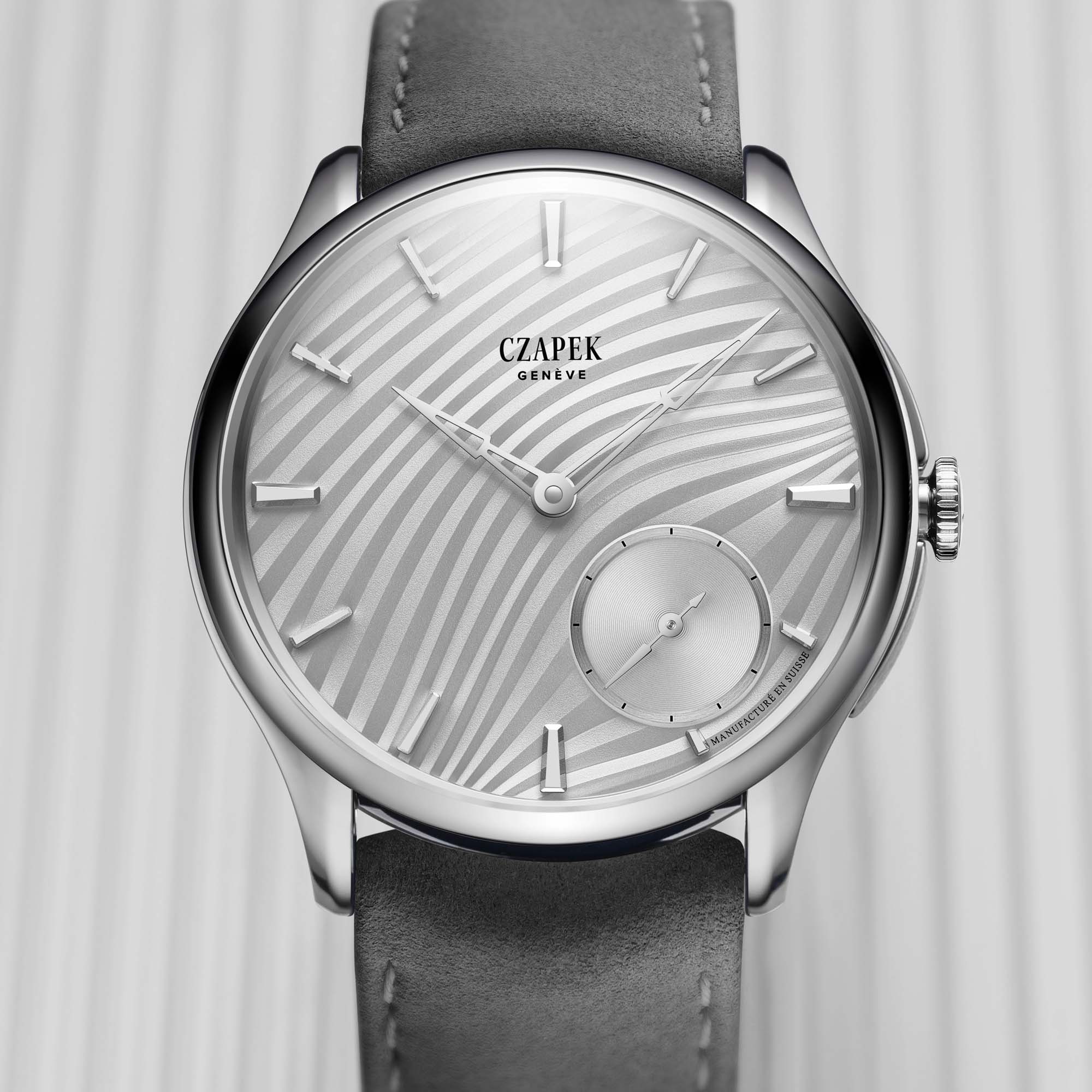 Explore the Czapek Promenade Plissé Pearl White. A poetic Swiss timepiece with sculptural dial and ultra-limited production.