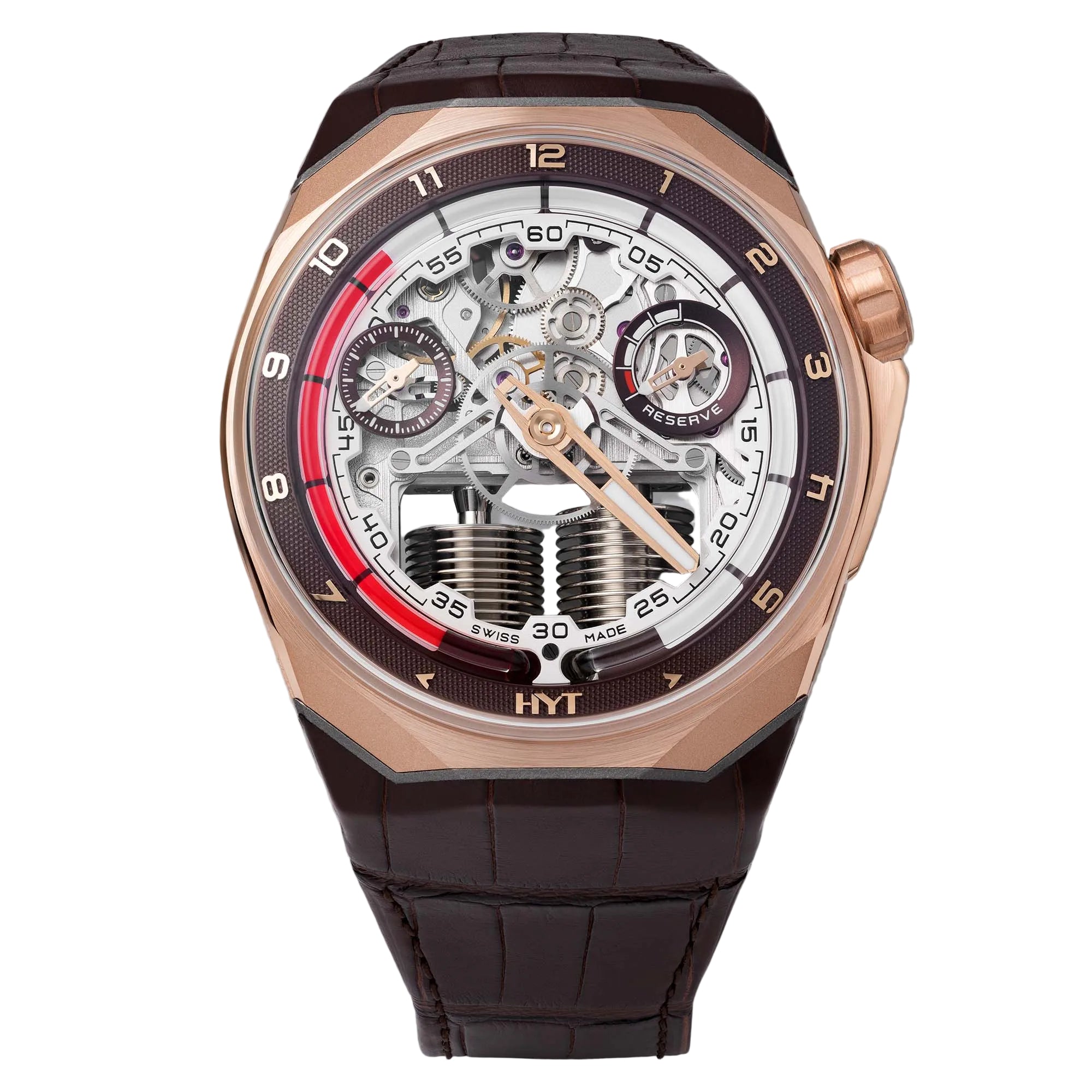 Discover the HYT S1 5N Gold Titanium Cigare Limited Edition of 8, combining fluidic time display with warm 5N gold tones and lightweight titanium architecture. Rare, technical, uncompromising.