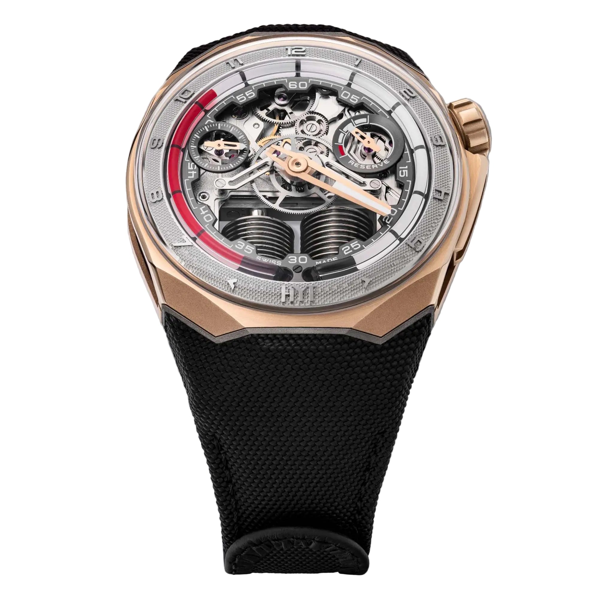 HYT S1 Series 5N Gold Titanium Red – a fusion of fluid mechanics and luxury design. 5N red gold meets titanium in this groundbreaking hydro watch.