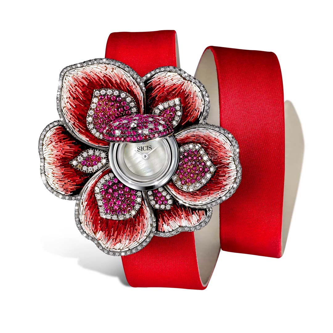 A masterpiece of micromosaic and high jewellery, the SICIS JEWELS Ruby Watch combines Italian artistry with bold ruby detailing. A wearable work of art.