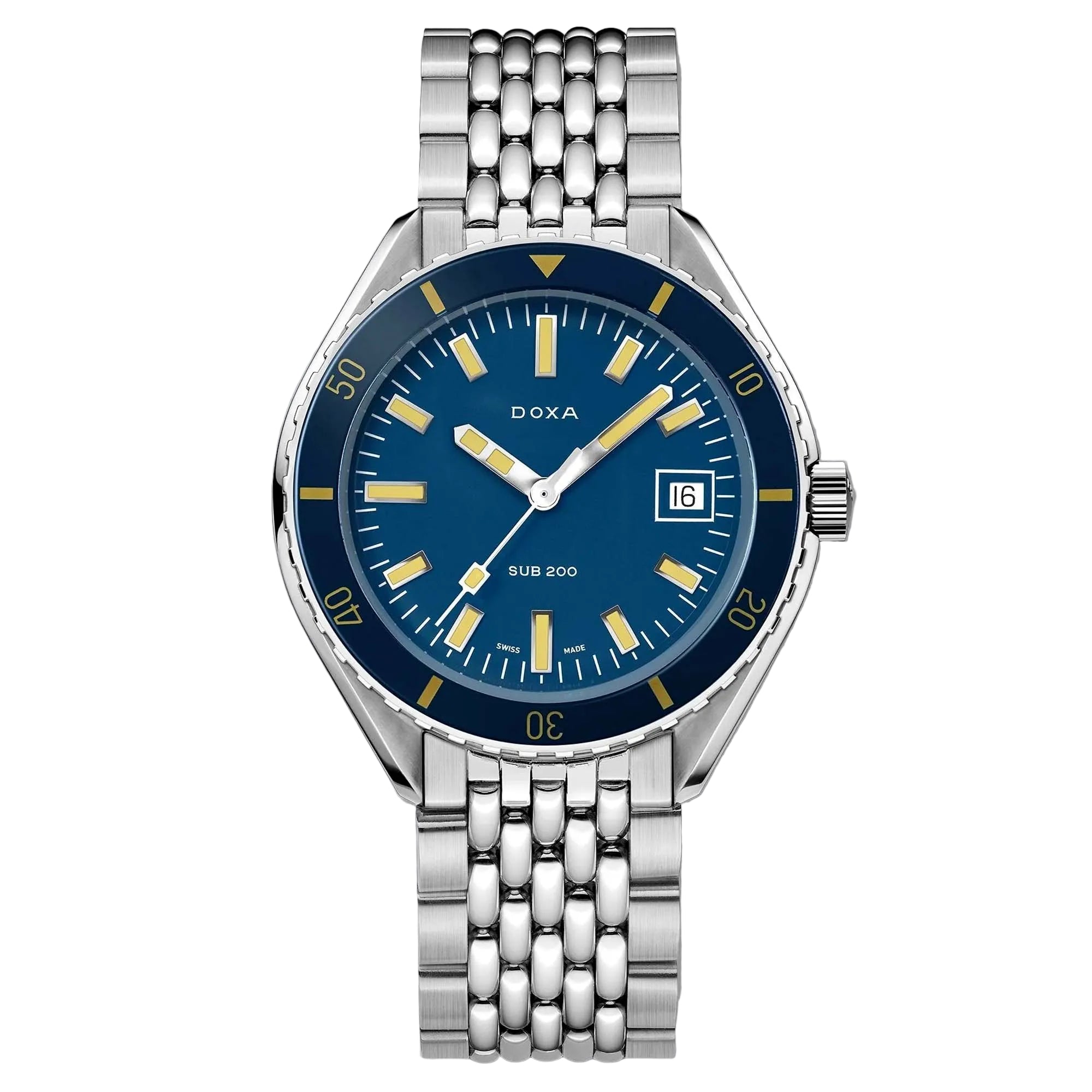 DOXA SUB 200 Caribbean, a Swiss automatic dive watch defined by its deep blue dial and classic tool watch design.