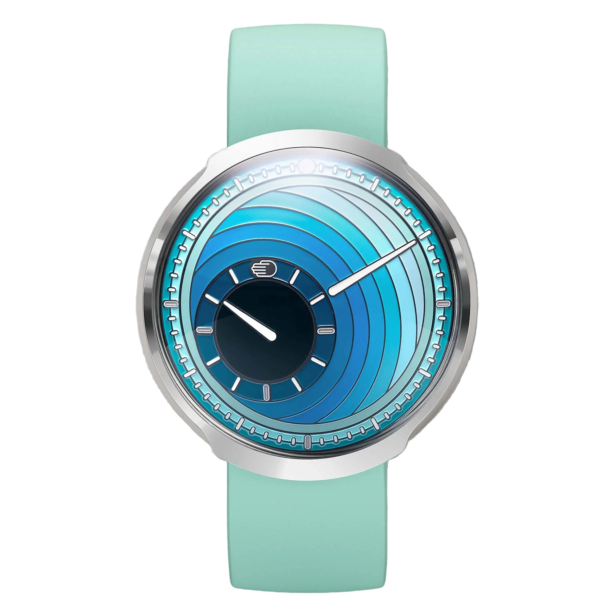 Ressence Type 8 DE2 Turquoise fuses a striking blue-green dial with orbital time display in a sleek, ultra-light titanium case.