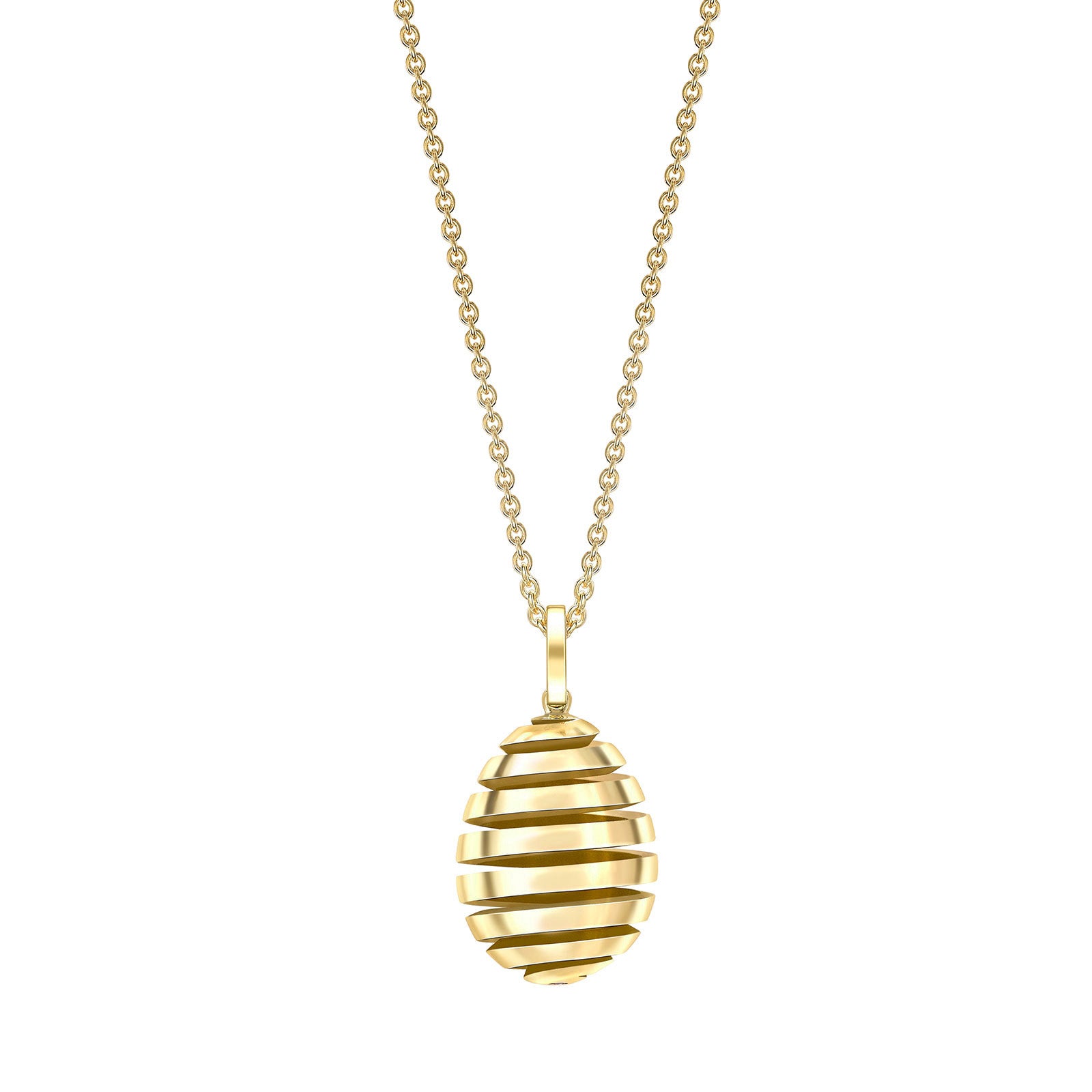 Fabergé Essence Yellow Gold Spiral Egg Pendant