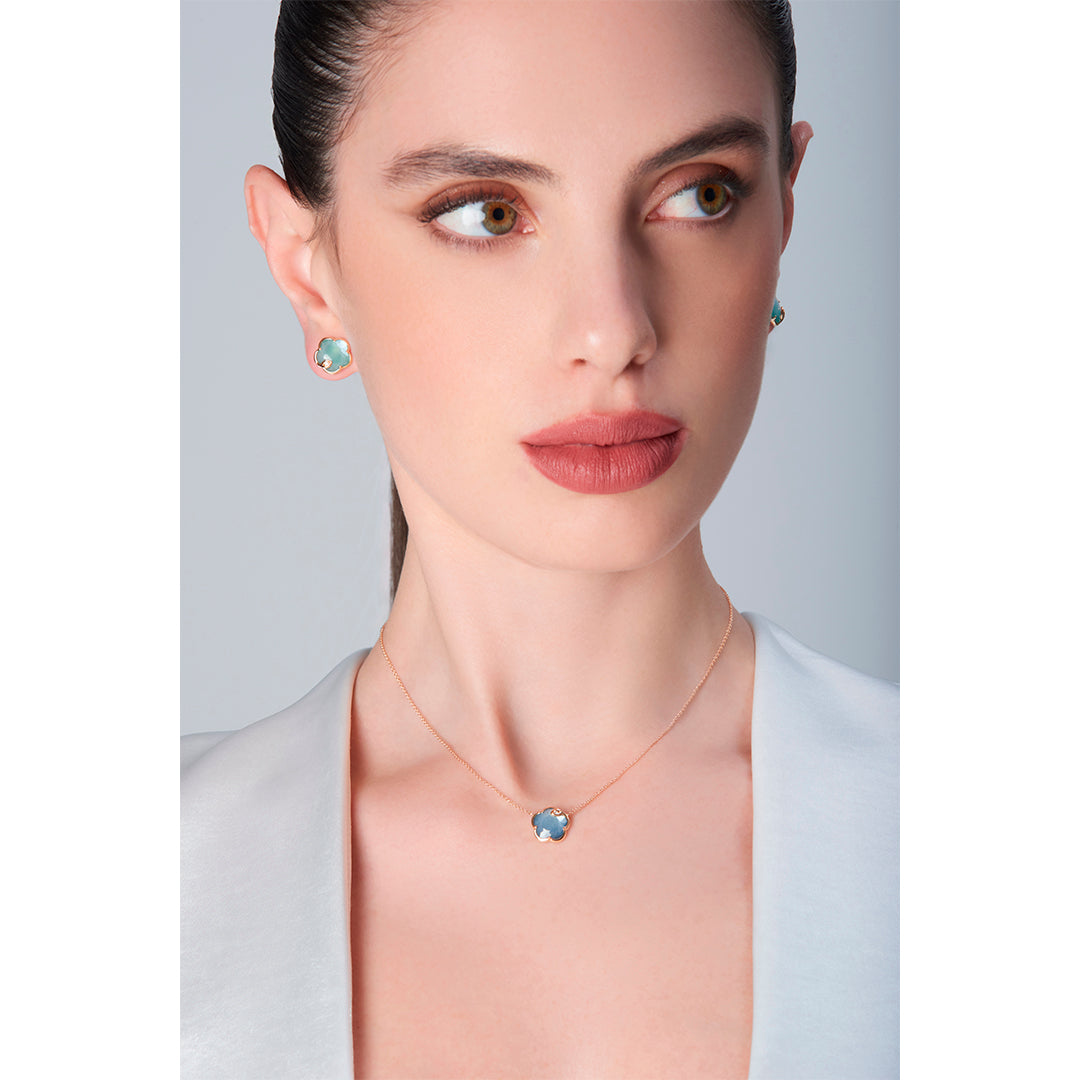 Discover the Petit Joli Necklace crafted in 18K rose gold with Blue Lunar Night and a single diamond accent. A vibrant, elegant piece with celestial inspiration.