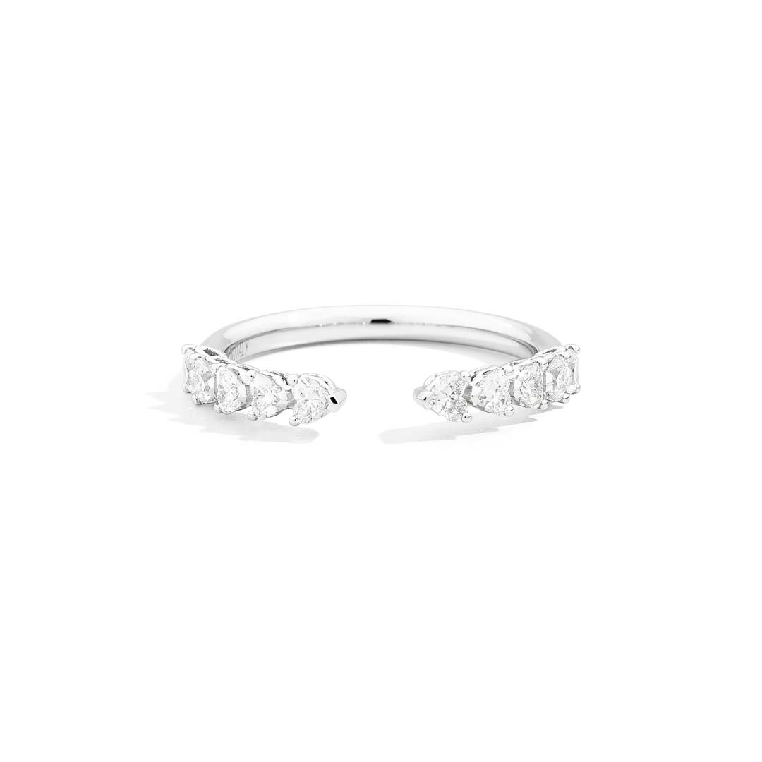 Celebrate timeless love with Recarlo’s Anniversary More White Gold Half Heart Eternity ring, crafted in 18k gold and diamonds for an elegant, symbolic sparkle.